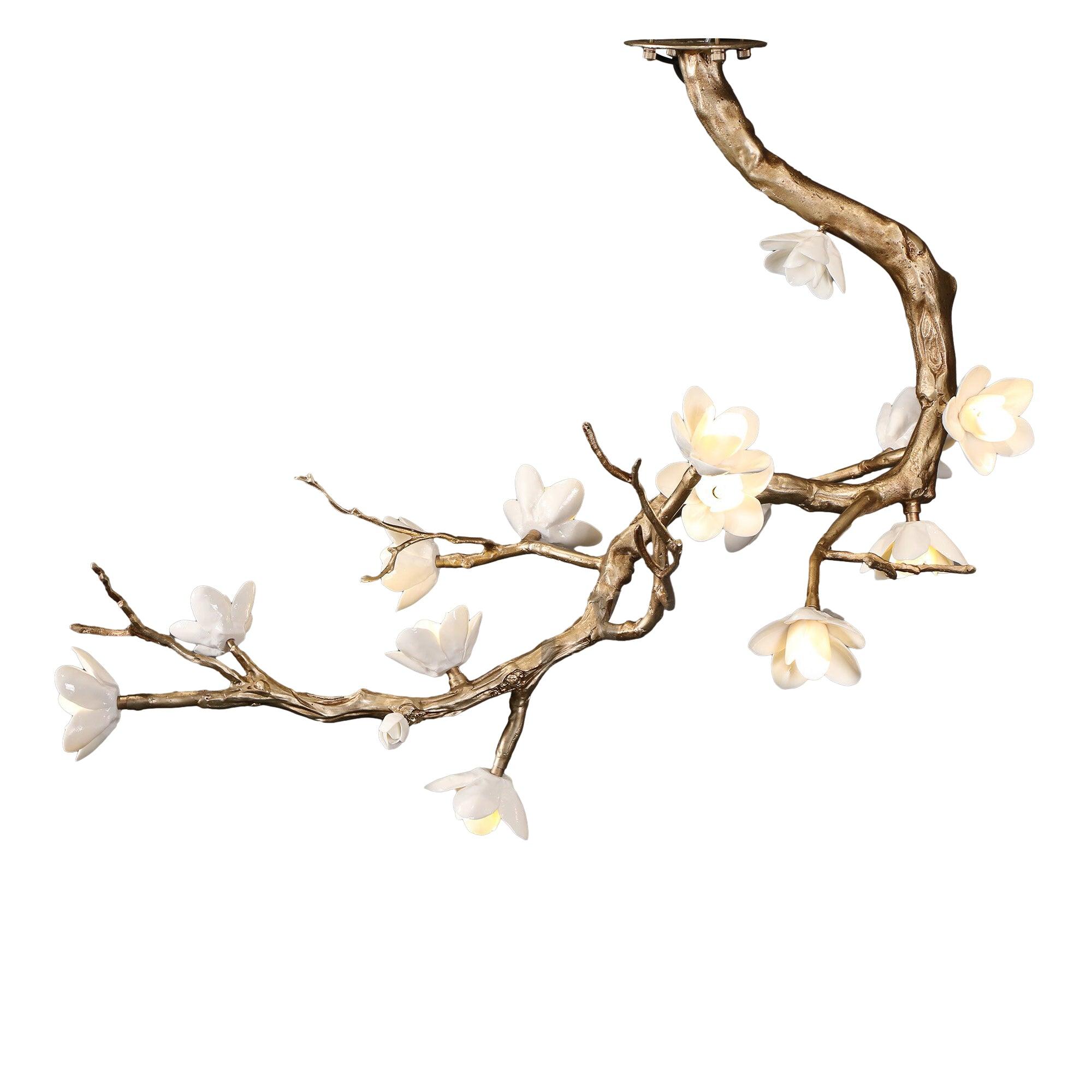 Lustra Chandelier Brass Flower Branch Natural-Neutral Decor