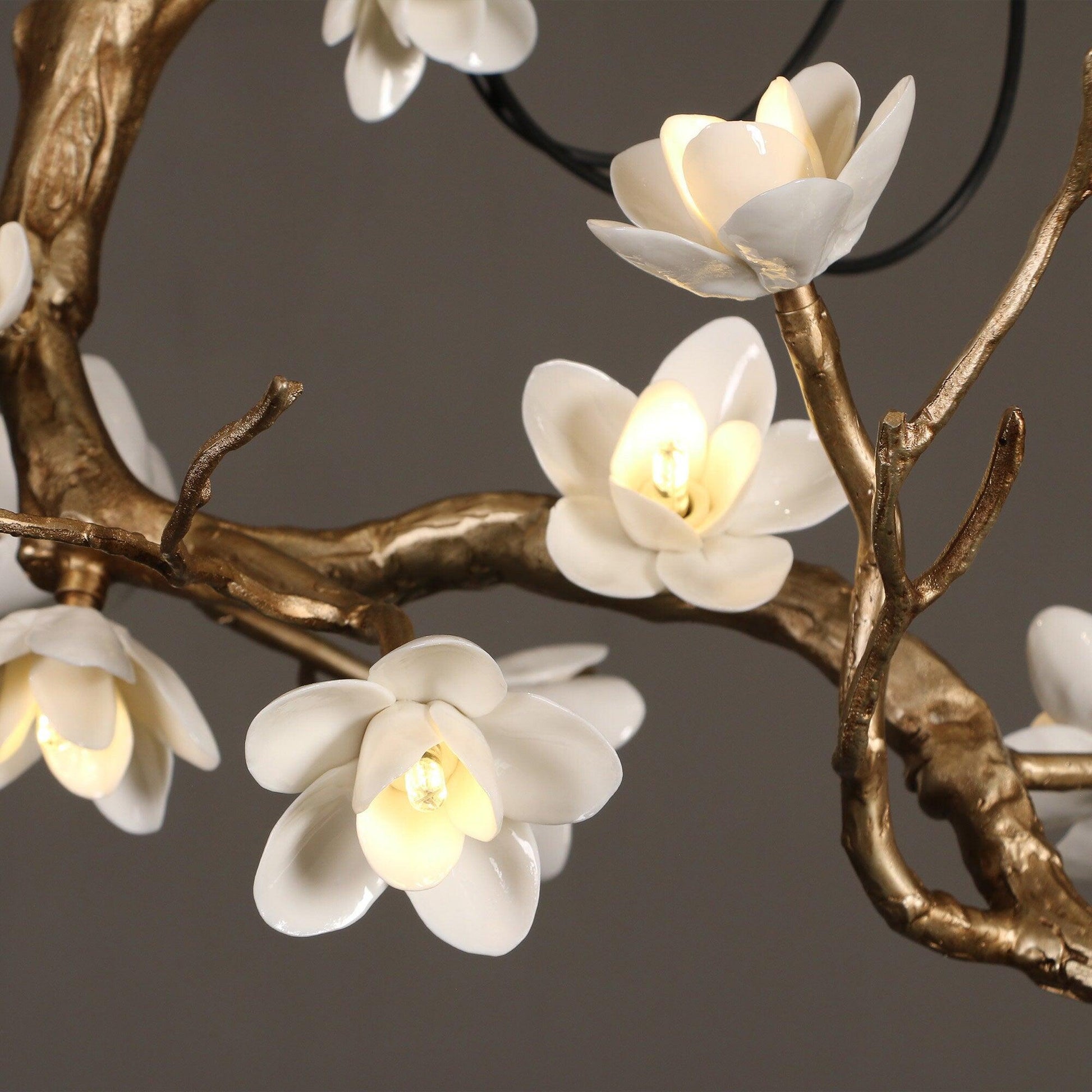 Lustra Chandelier Brass Flower Branch Natural-Neutral Decor