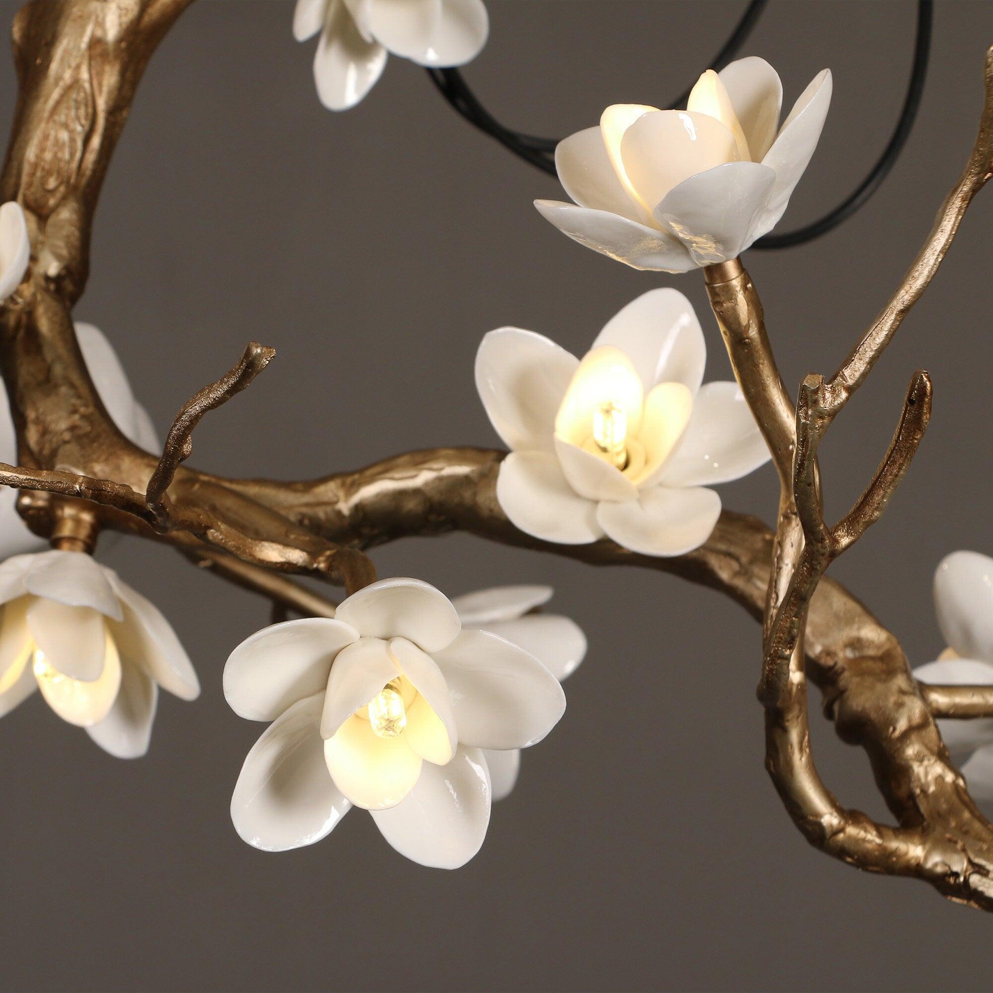 Lustra Chandelier Brass Flower Branch Natural-Neutral Decor