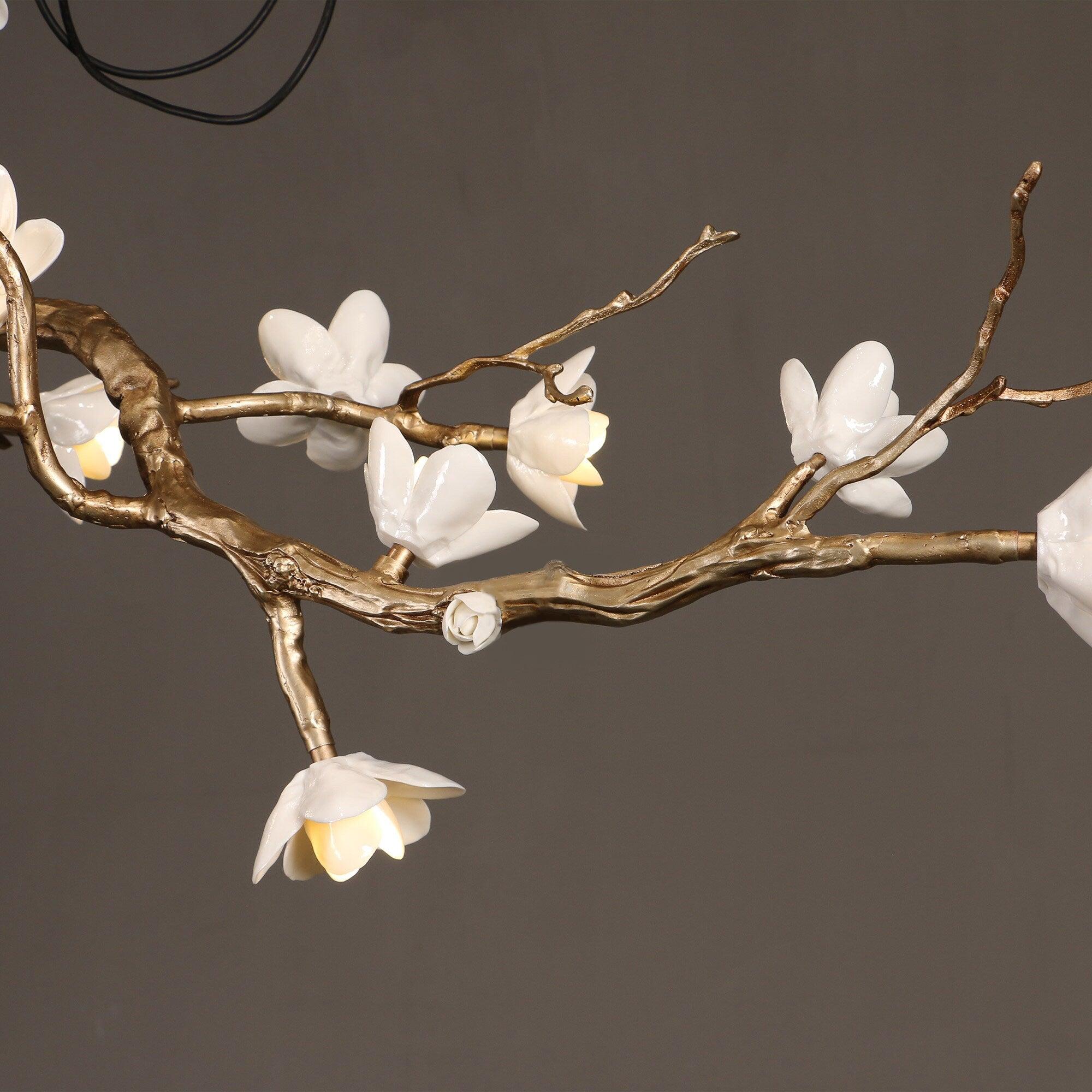 Lustra Chandelier Brass Flower Branch Natural-Neutral Decor