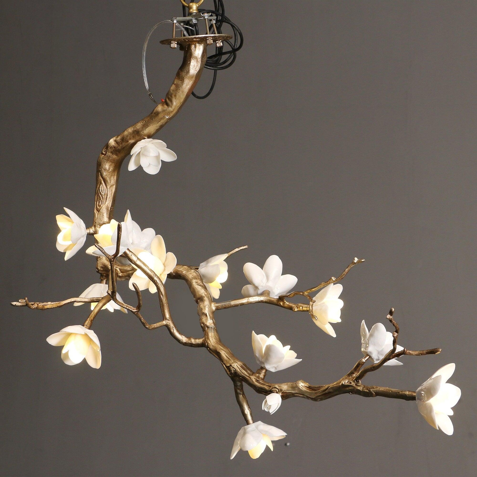 Lustra Chandelier Brass Flower Branch Natural-Neutral Decor