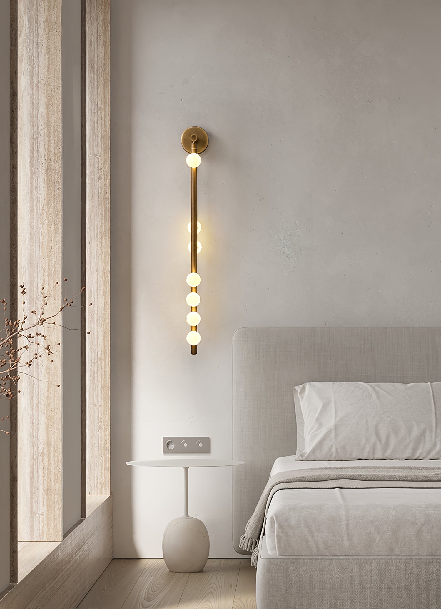 Pamela Tube Plug-in Brass Glass Wall Lamp-Neutral Decor