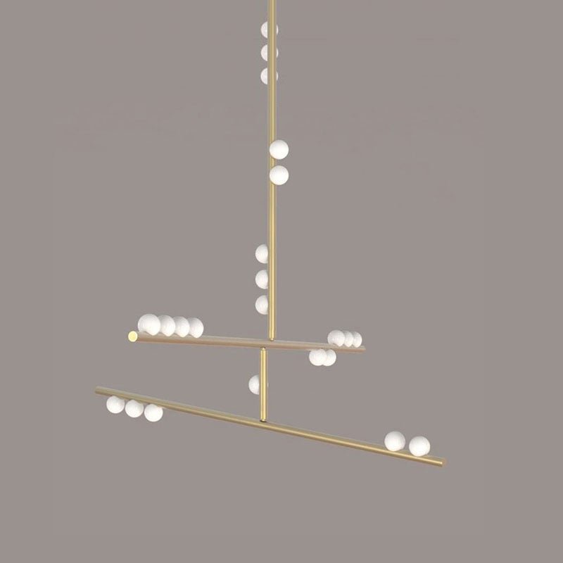 Bara Geometric Brass Linear Pendant Light Chandelier-Neutral Decor
