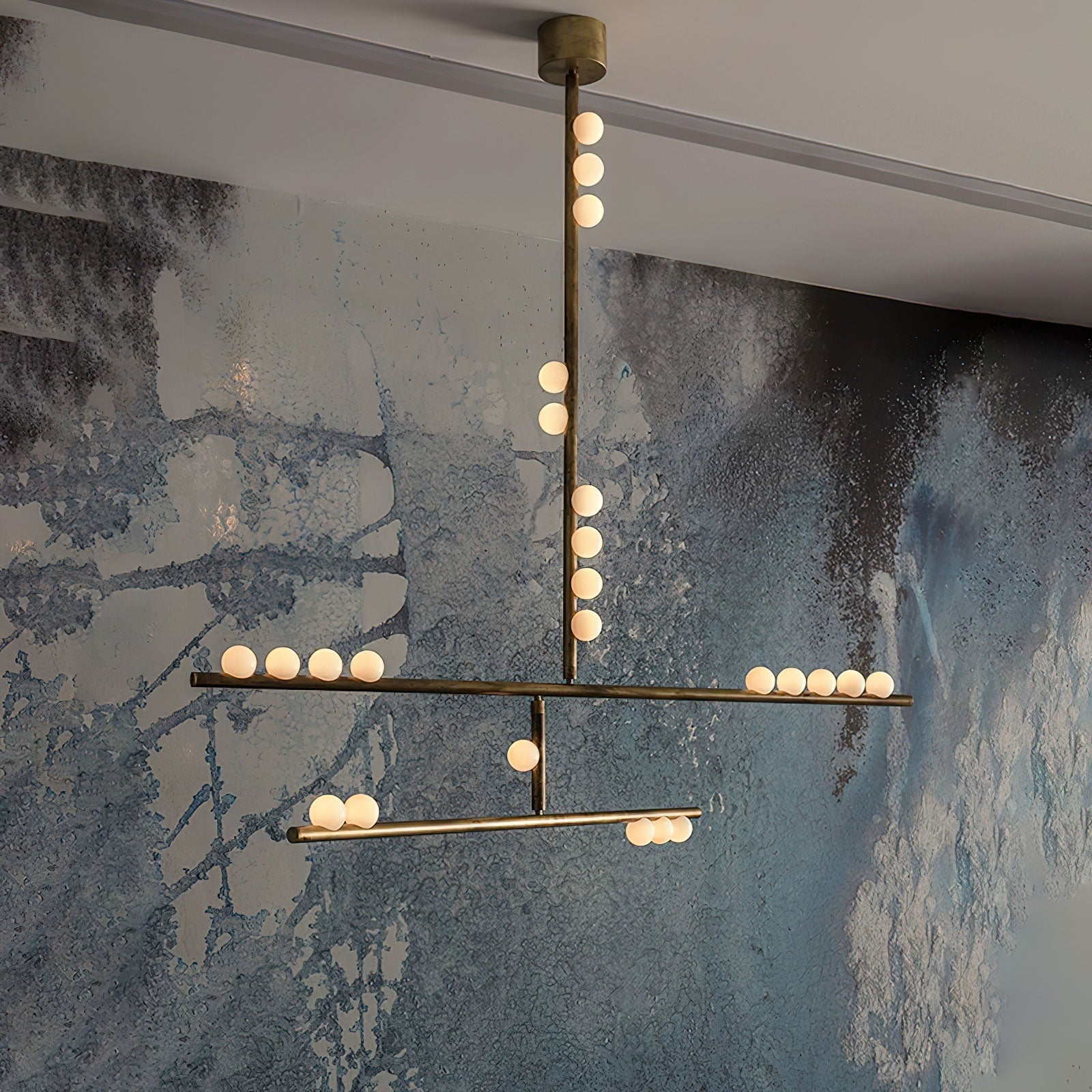 Bara Geometric Brass Linear Pendant Light Chandelier-Neutral Decor