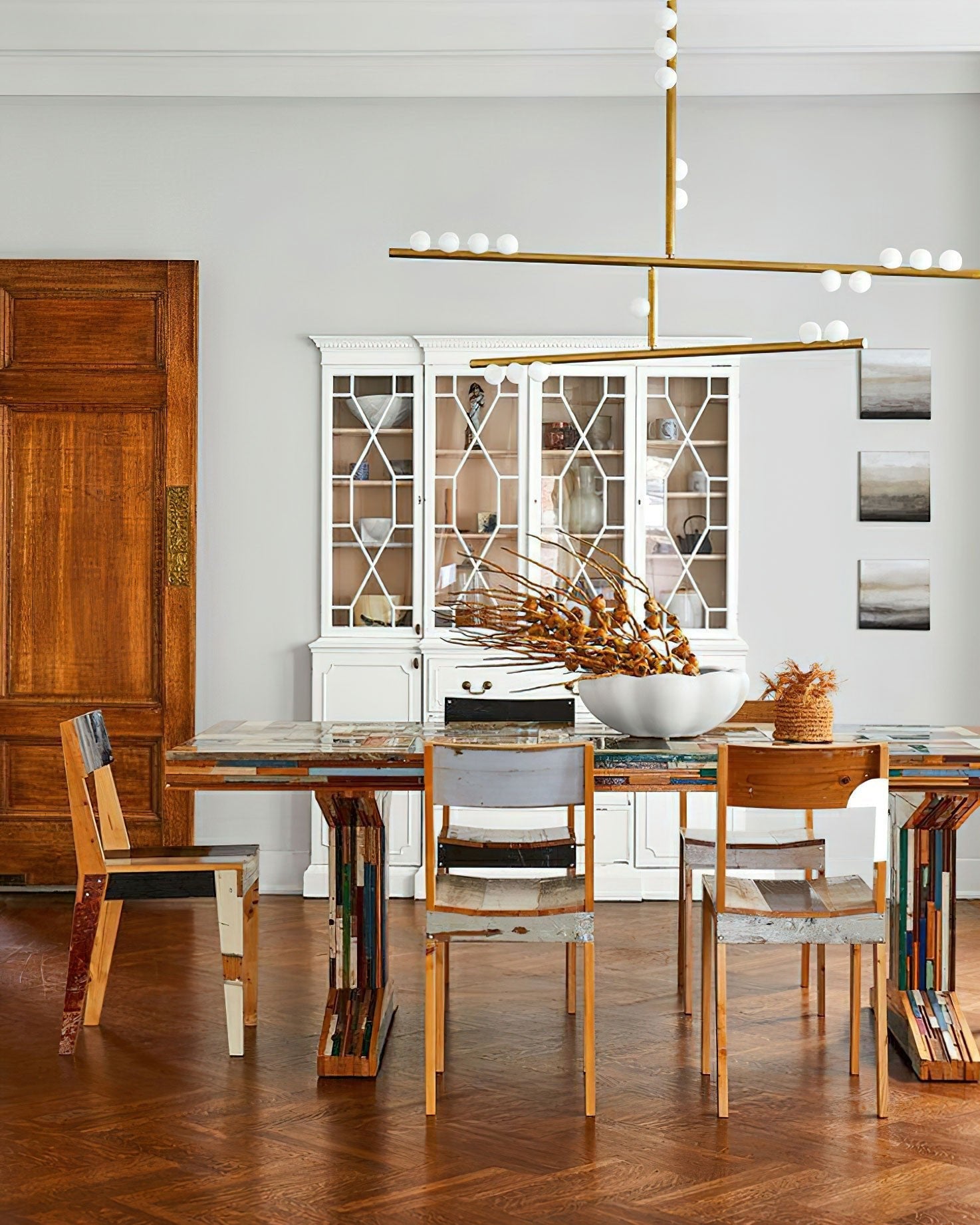 Bara Geometric Brass Linear Pendant Light Chandelier-Neutral Decor