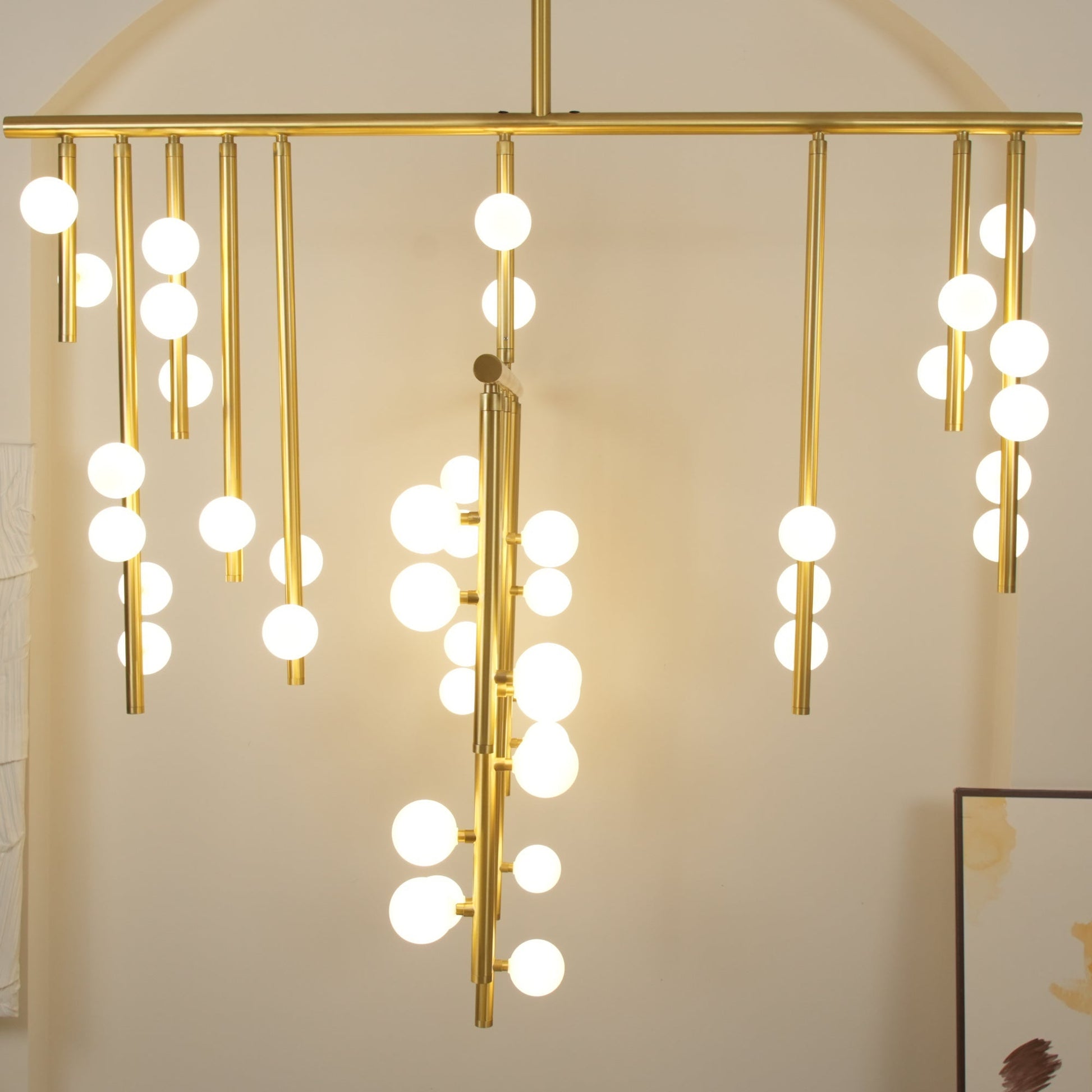 Bara Geometric Brass Linear Pendant Light Chandelier-Neutral Decor