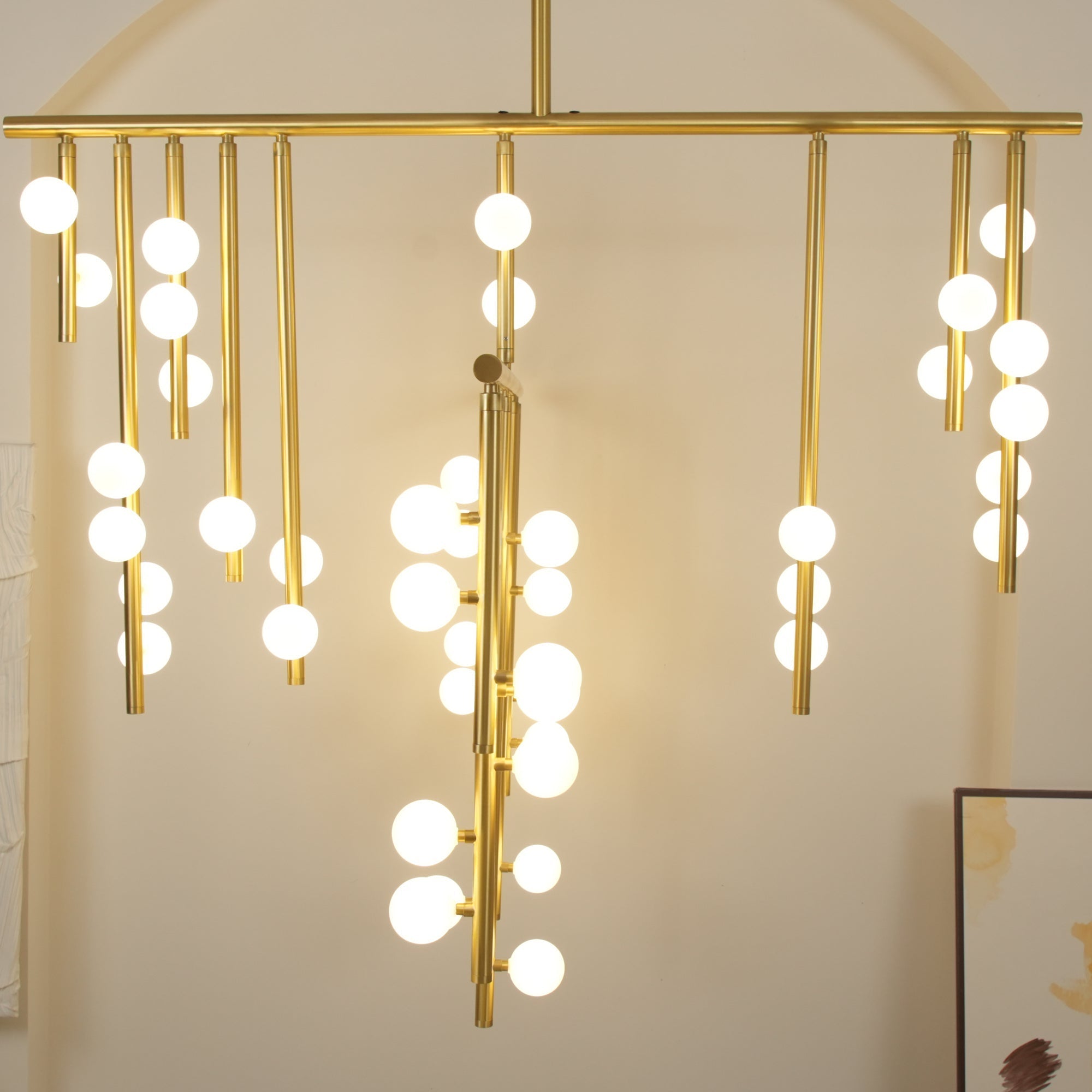 Bara Geometric Brass Linear Pendant Light Chandelier-Neutral Decor