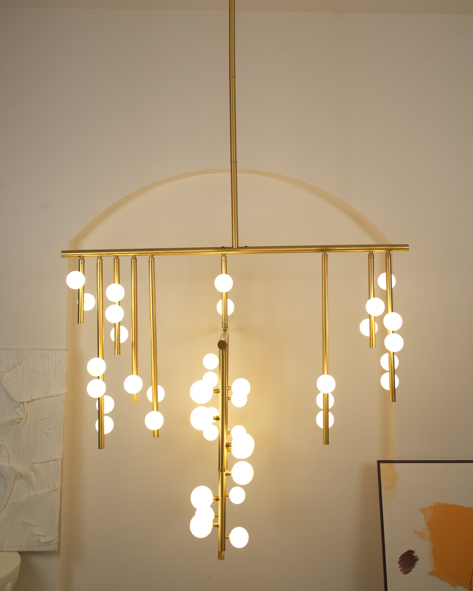 Bara Geometric Brass Linear Pendant Light Chandelier-Neutral Decor