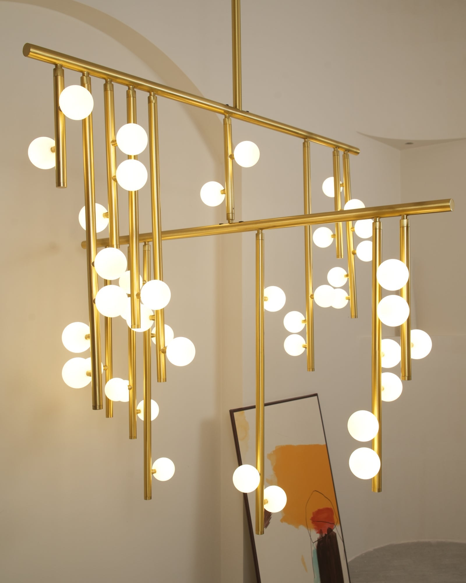 Bara Geometric Brass Linear Pendant Light Chandelier-Neutral Decor