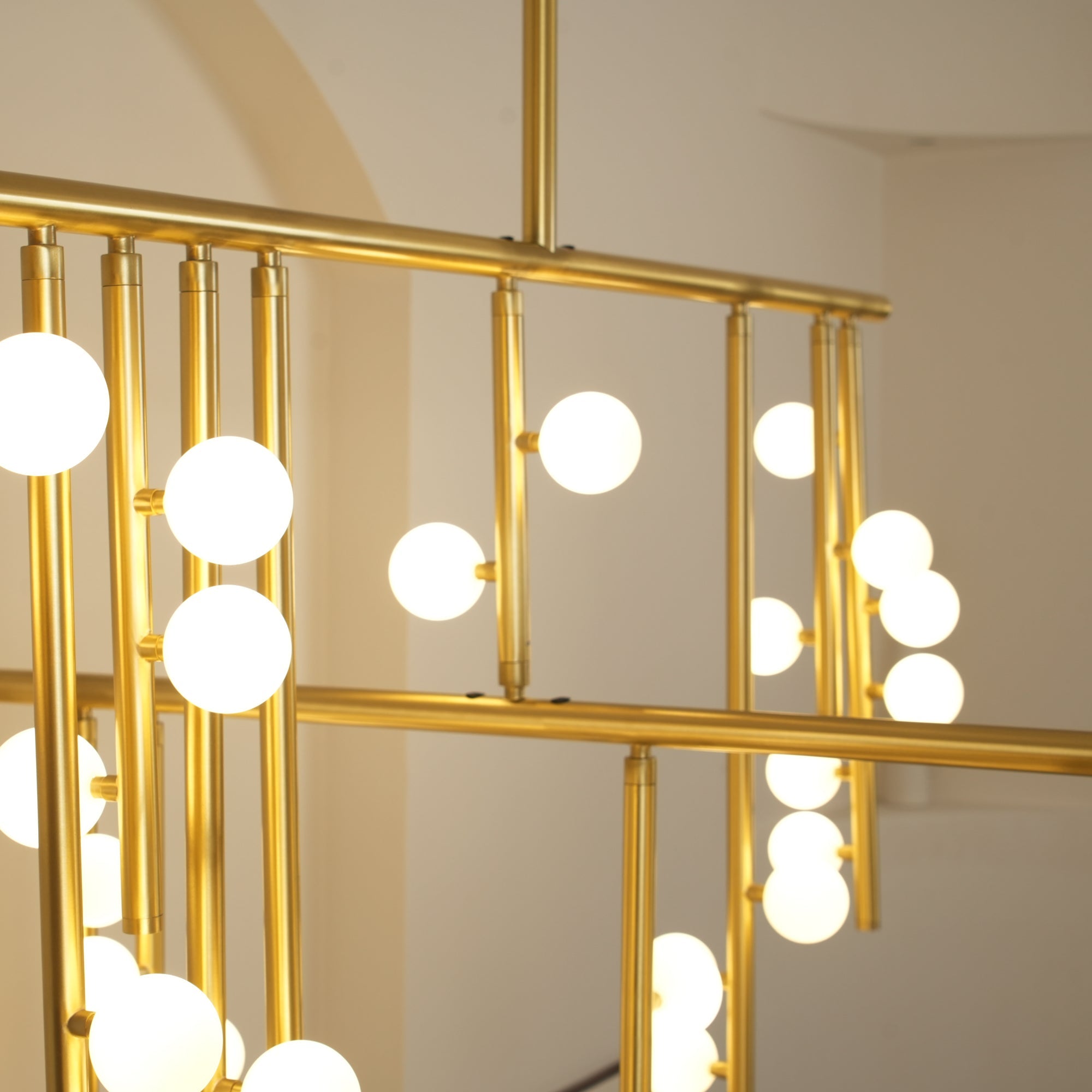 Bara Geometric Brass Linear Pendant Light Chandelier-Neutral Decor