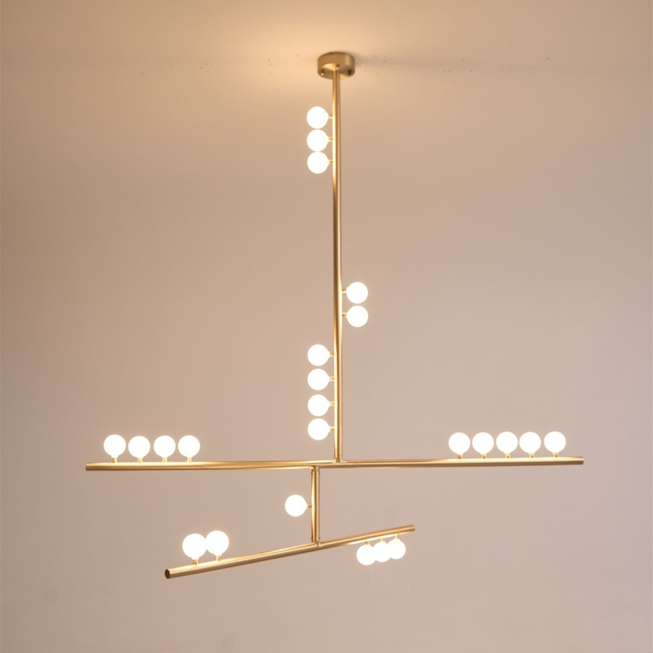 Bara Geometric Brass Linear Pendant Light Chandelier-Neutral Decor