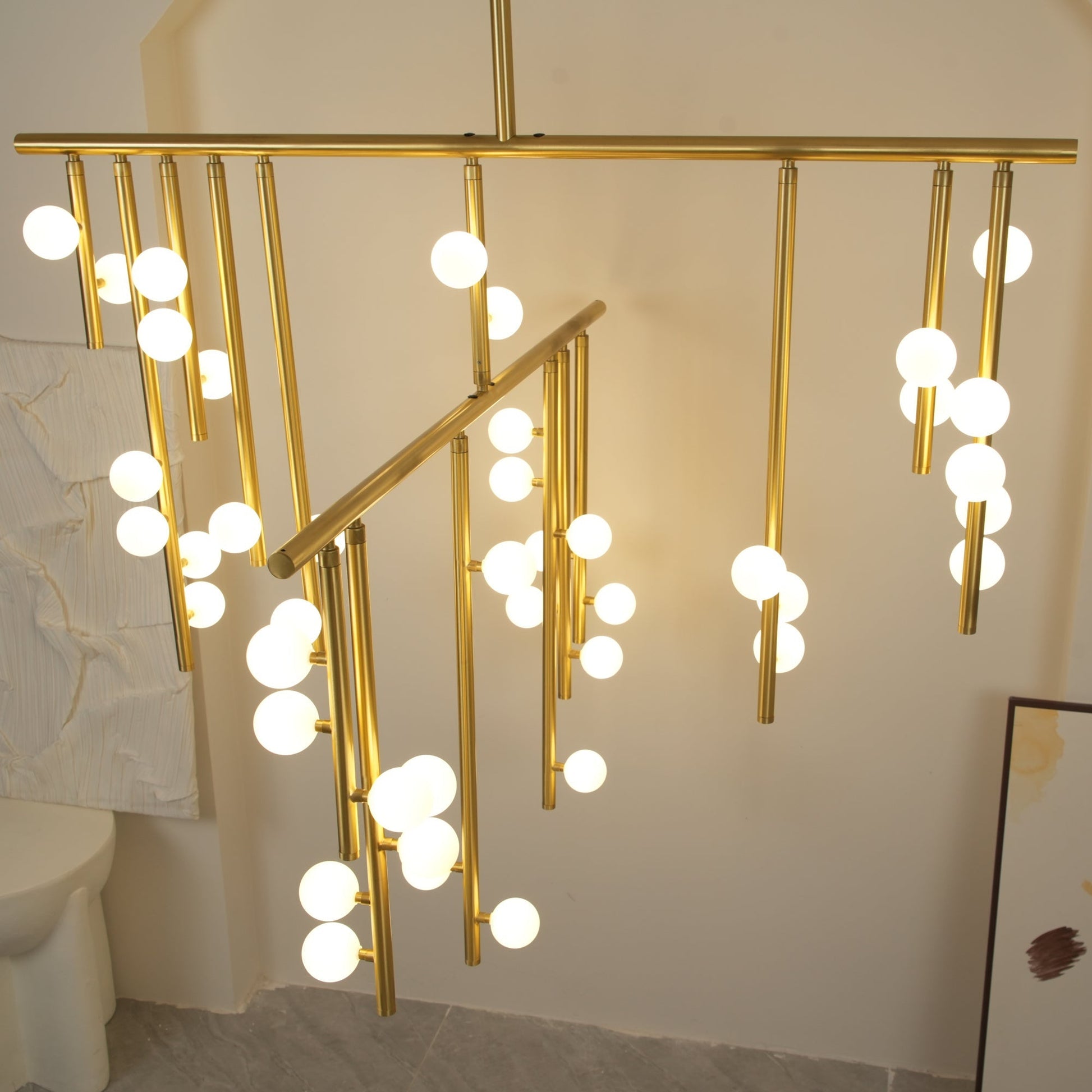 Bara Geometric Brass Linear Pendant Light Chandelier-Neutral Decor