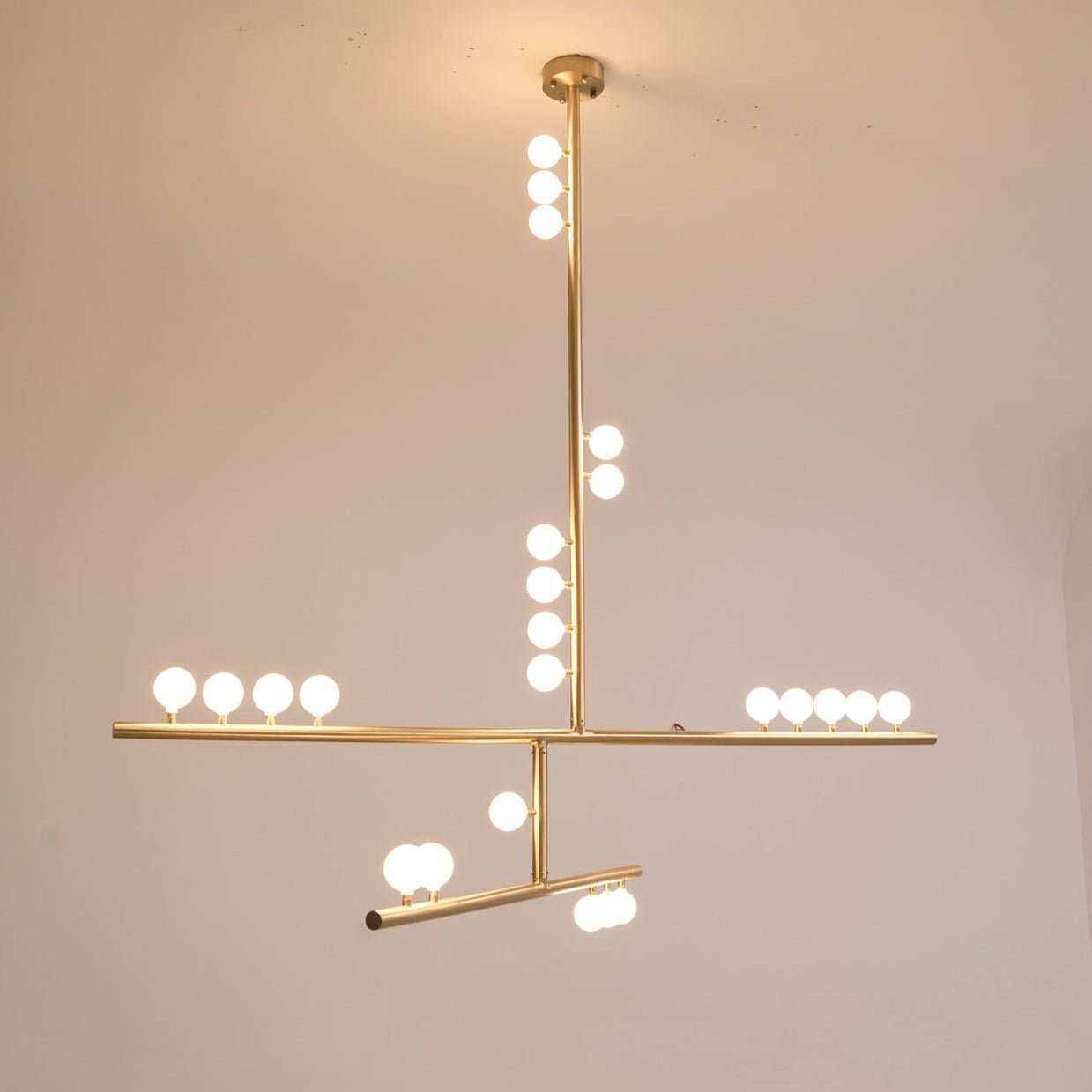 Bara Geometric Brass Linear Pendant Light Chandelier-Neutral Decor
