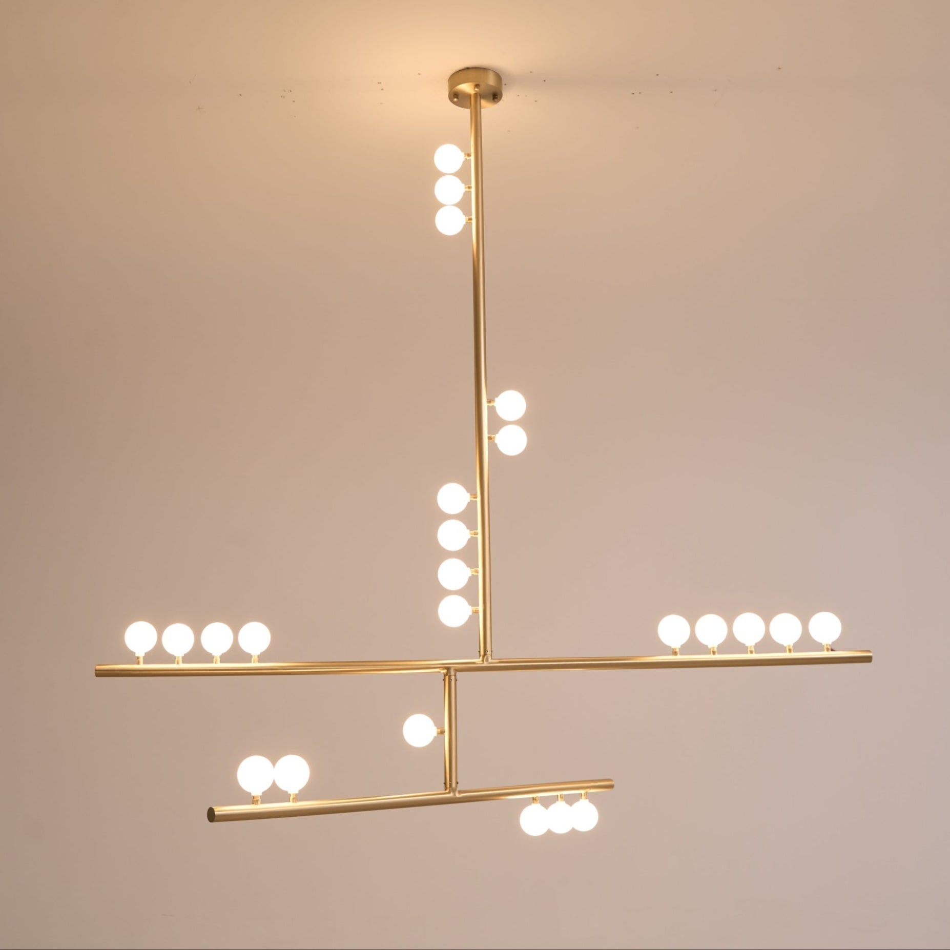 Bara Geometric Brass Linear Pendant Light Chandelier-Neutral Decor