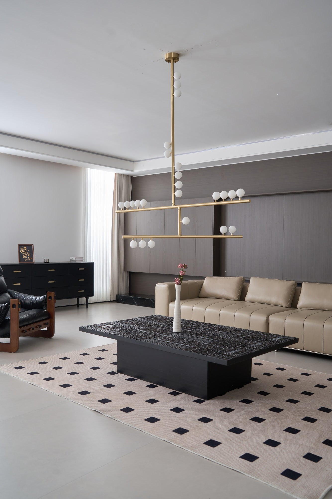 Bara Geometric Brass Linear Pendant Light Chandelier-Neutral Decor