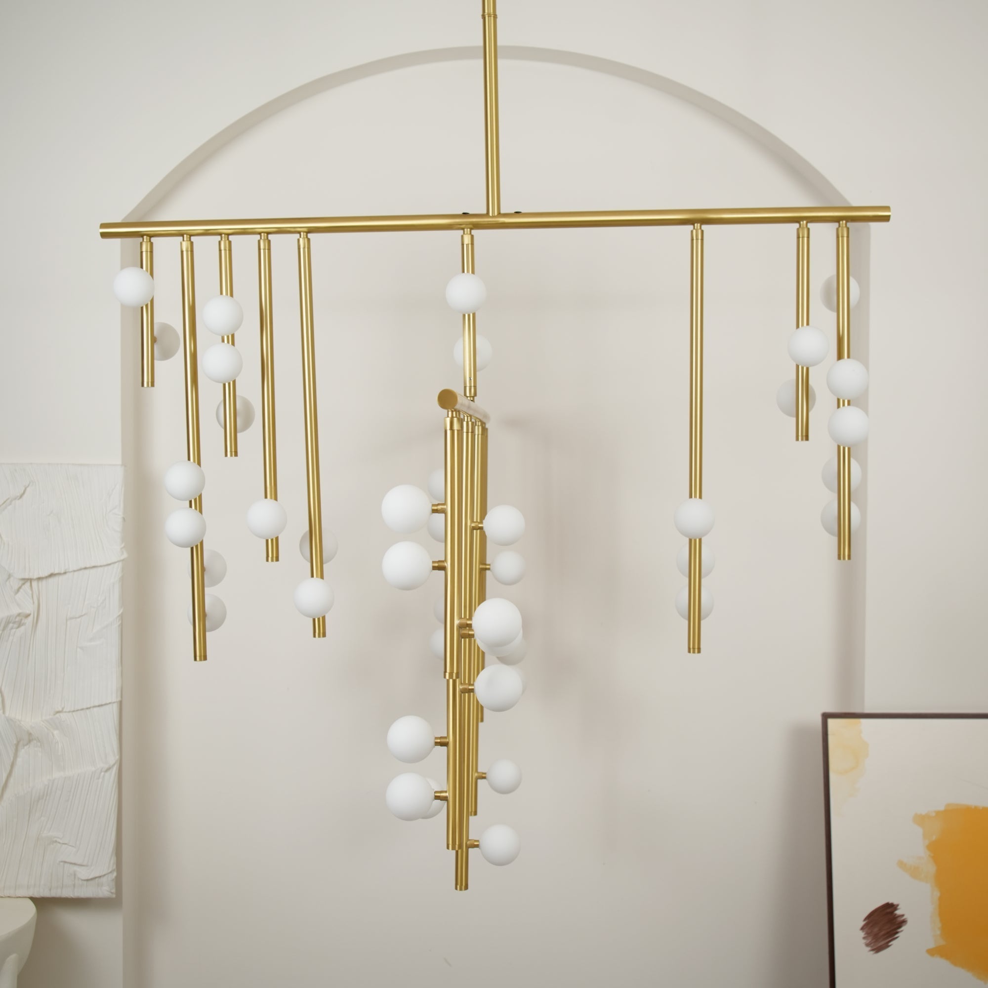 Bara Geometric Brass Linear Pendant Light Chandelier-Neutral Decor