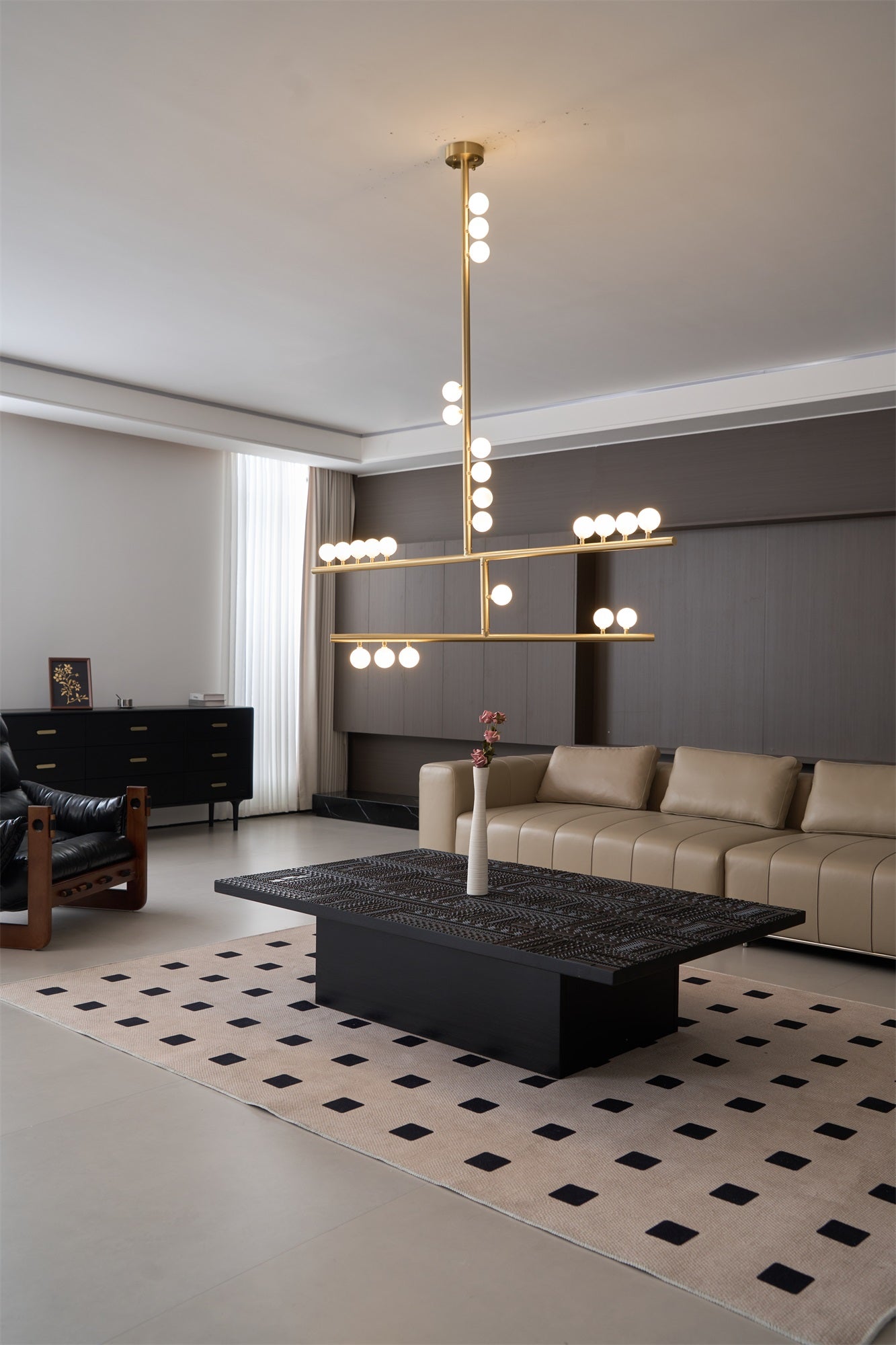 Bara Geometric Brass Linear Pendant Light Chandelier-Neutral Decor