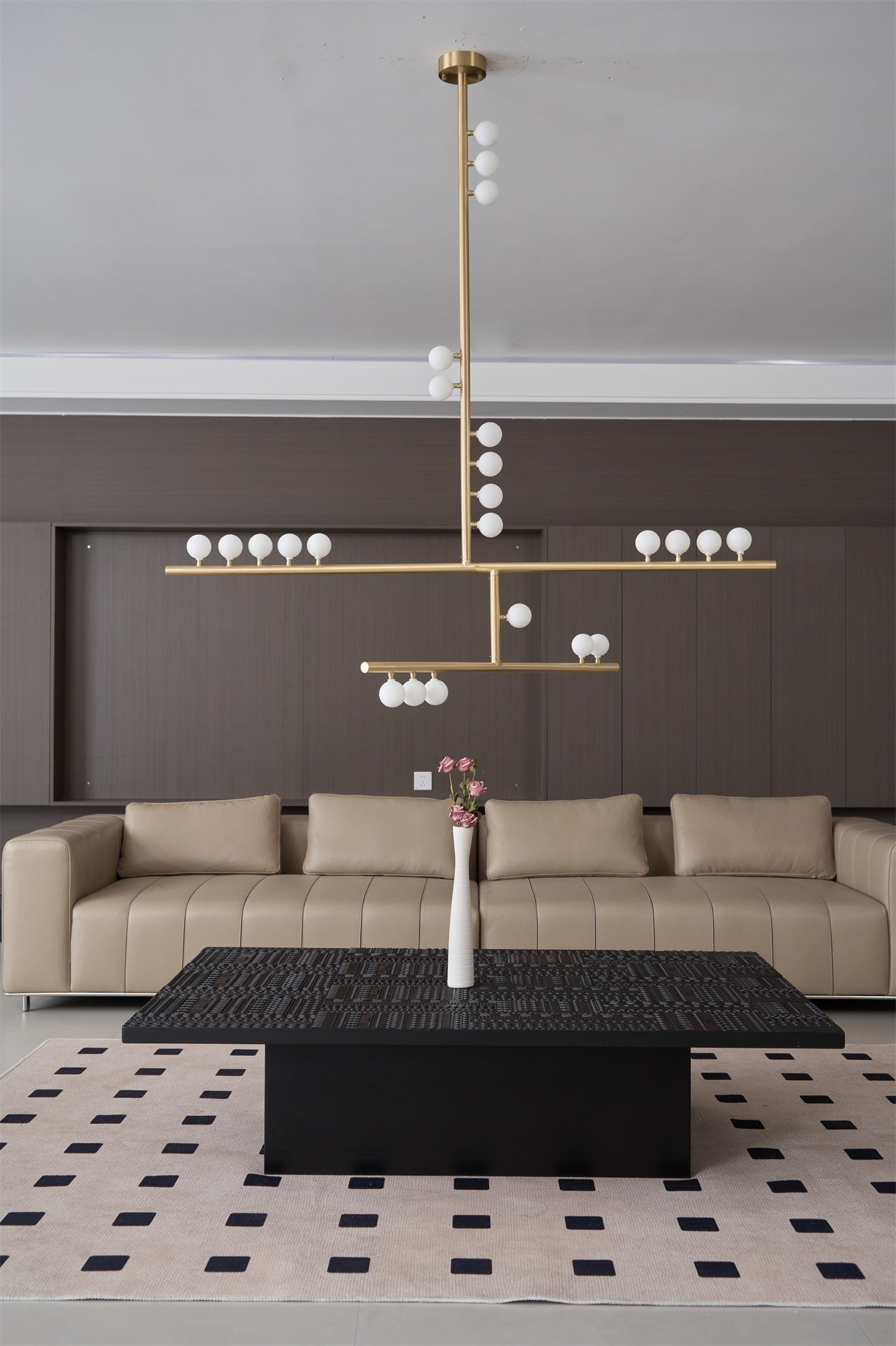 Bara Geometric Brass Linear Pendant Light Chandelier-Neutral Decor