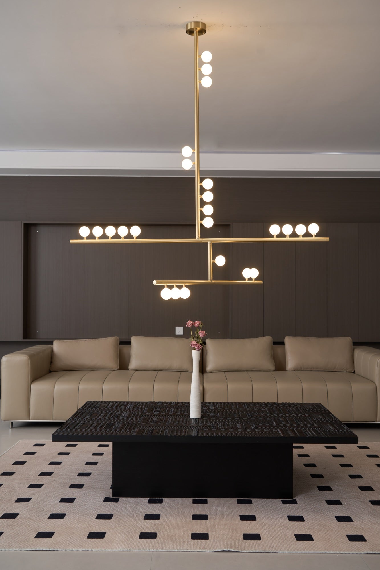 Bara Geometric Brass Linear Pendant Light Chandelier-Neutral Decor