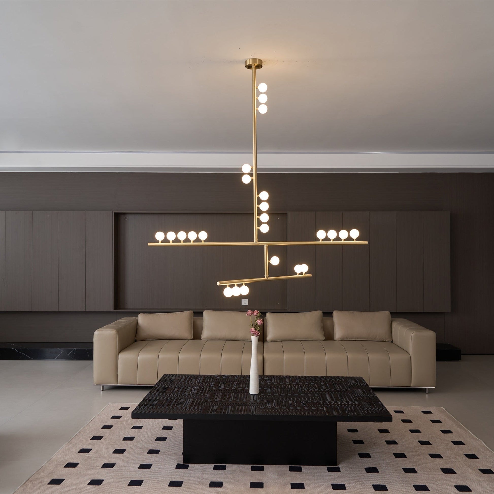 Bara Geometric Brass Linear Pendant Light Chandelier-Neutral Decor