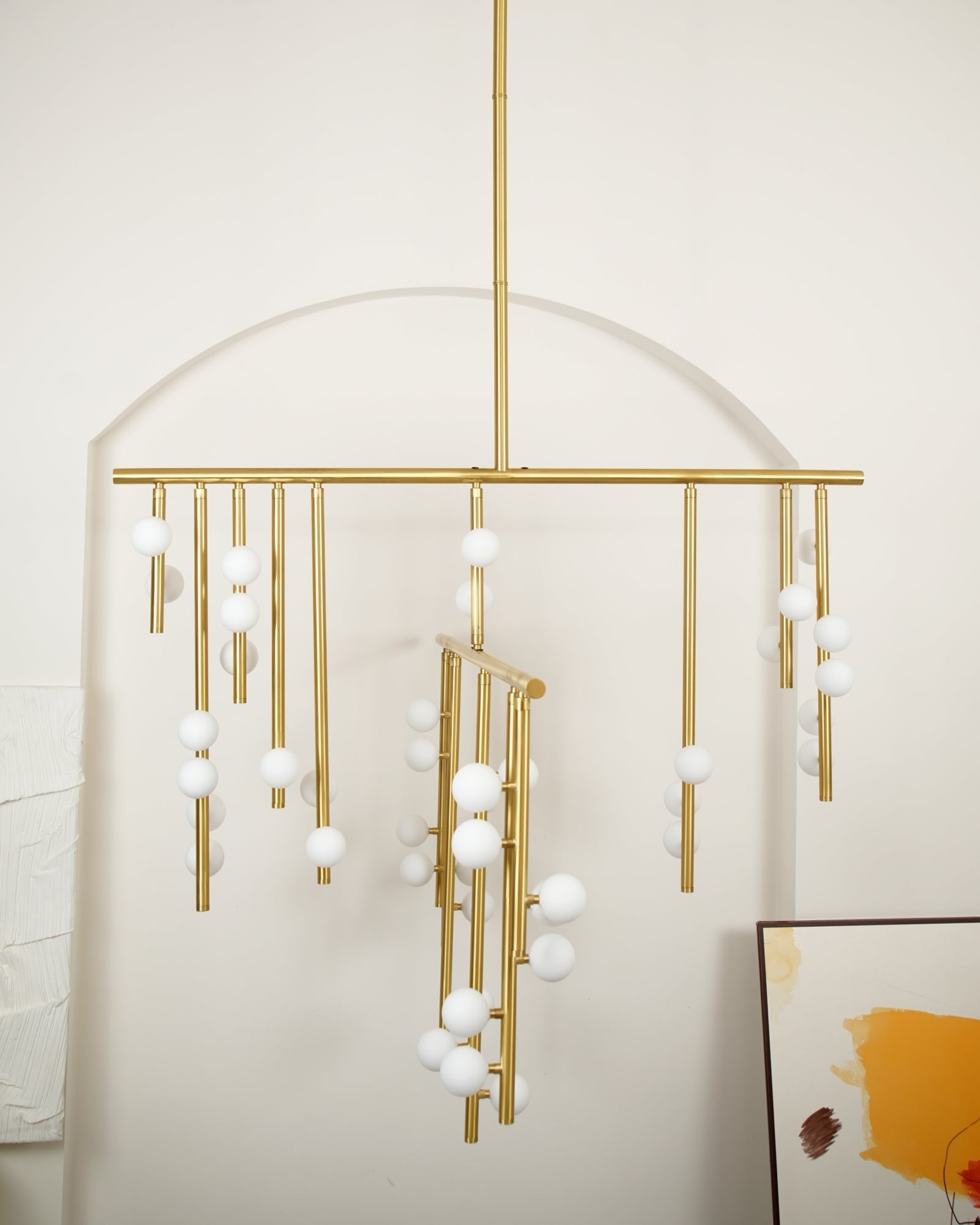Bara Geometric Brass Linear Pendant Light Chandelier-Neutral Decor
