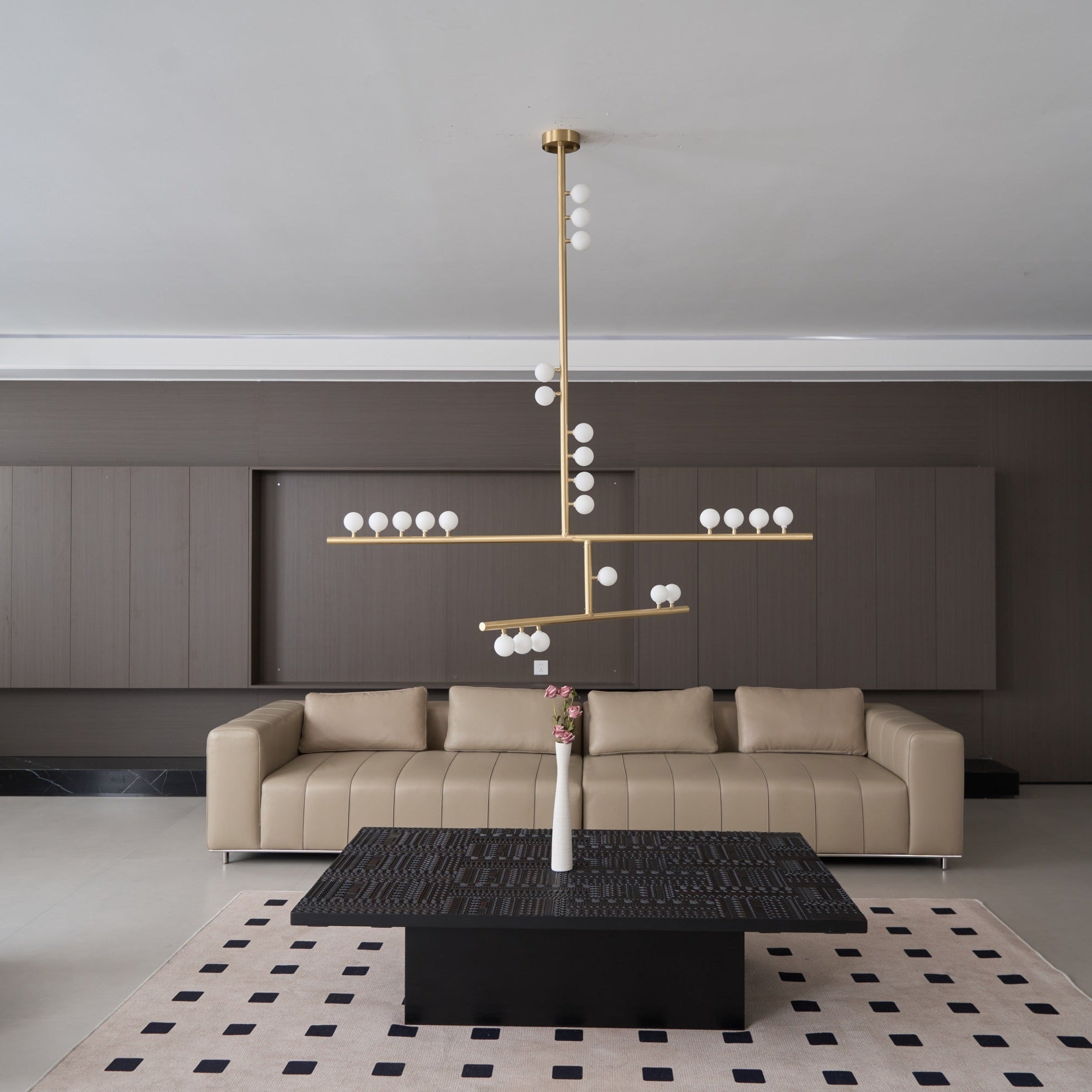 Bara Geometric Brass Linear Pendant Light Chandelier-Neutral Decor