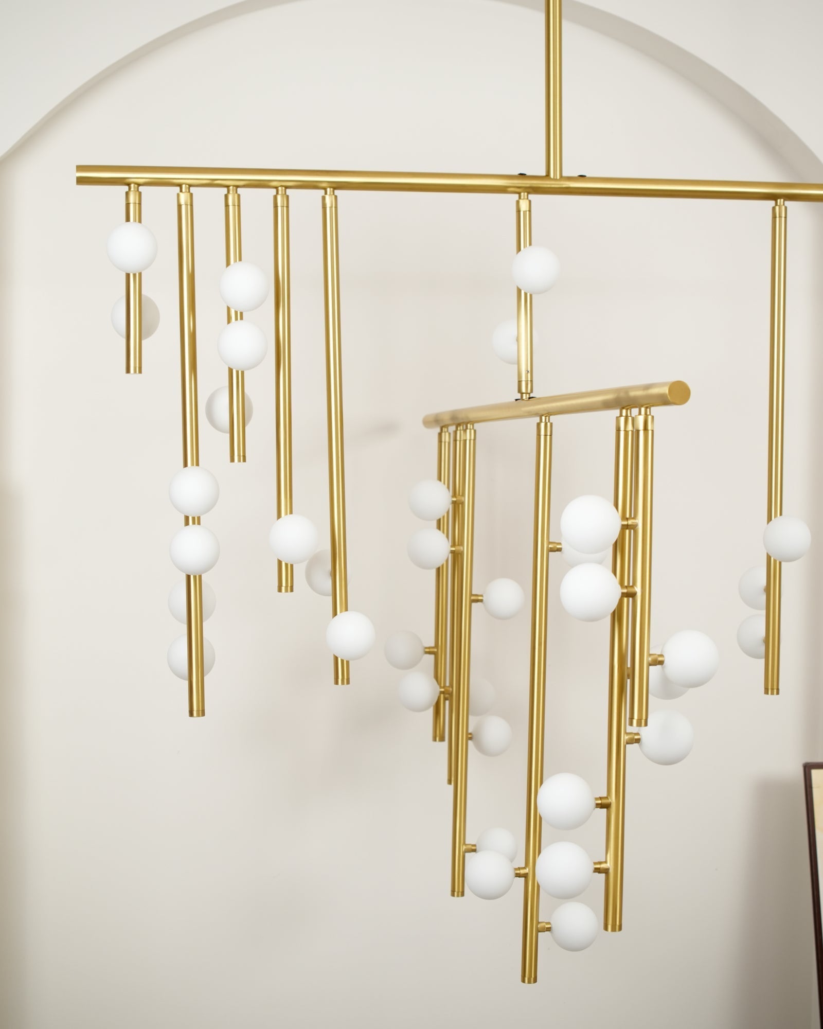 Bara Geometric Brass Linear Pendant Light Chandelier-Neutral Decor