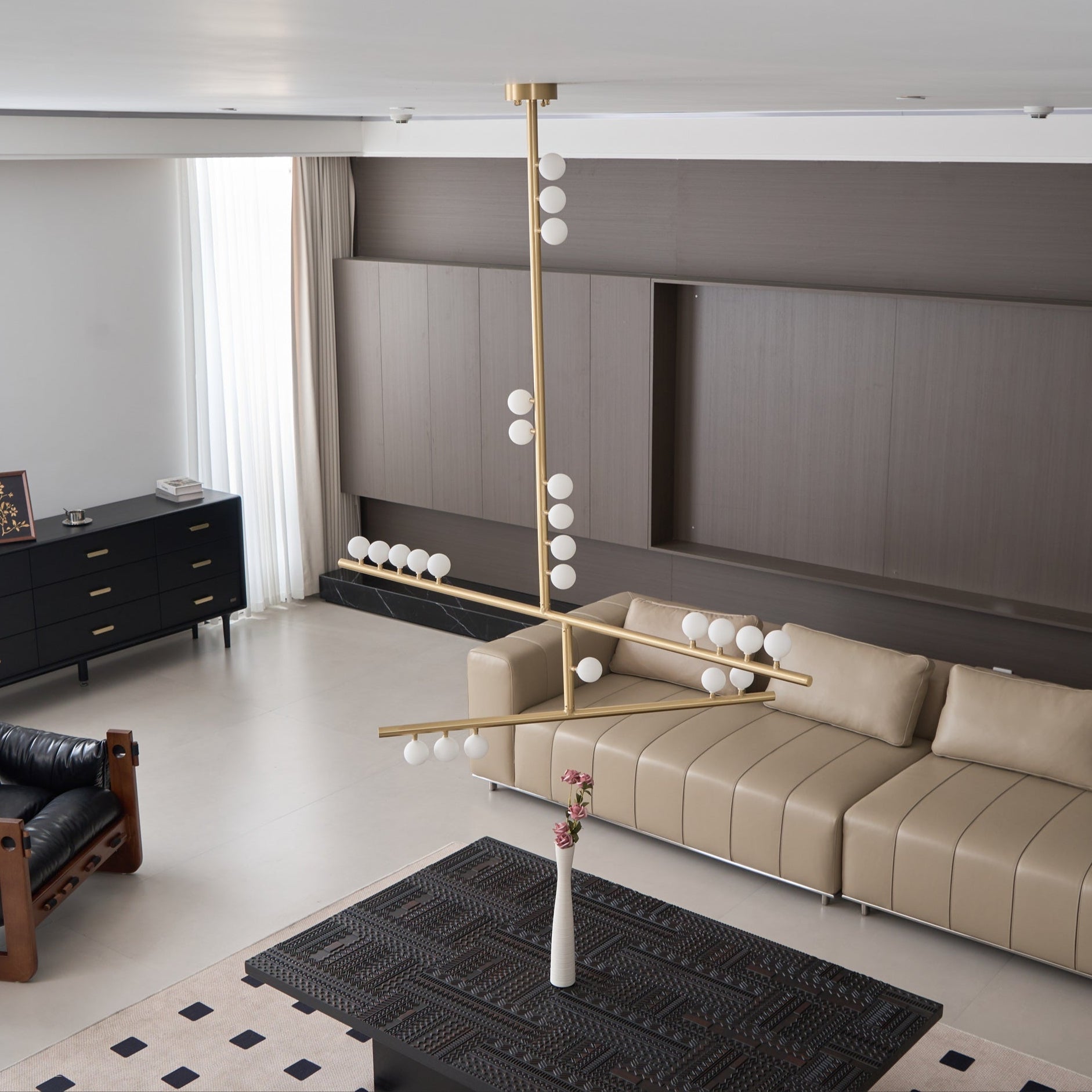 Bara Geometric Brass Linear Pendant Light Chandelier-Neutral Decor