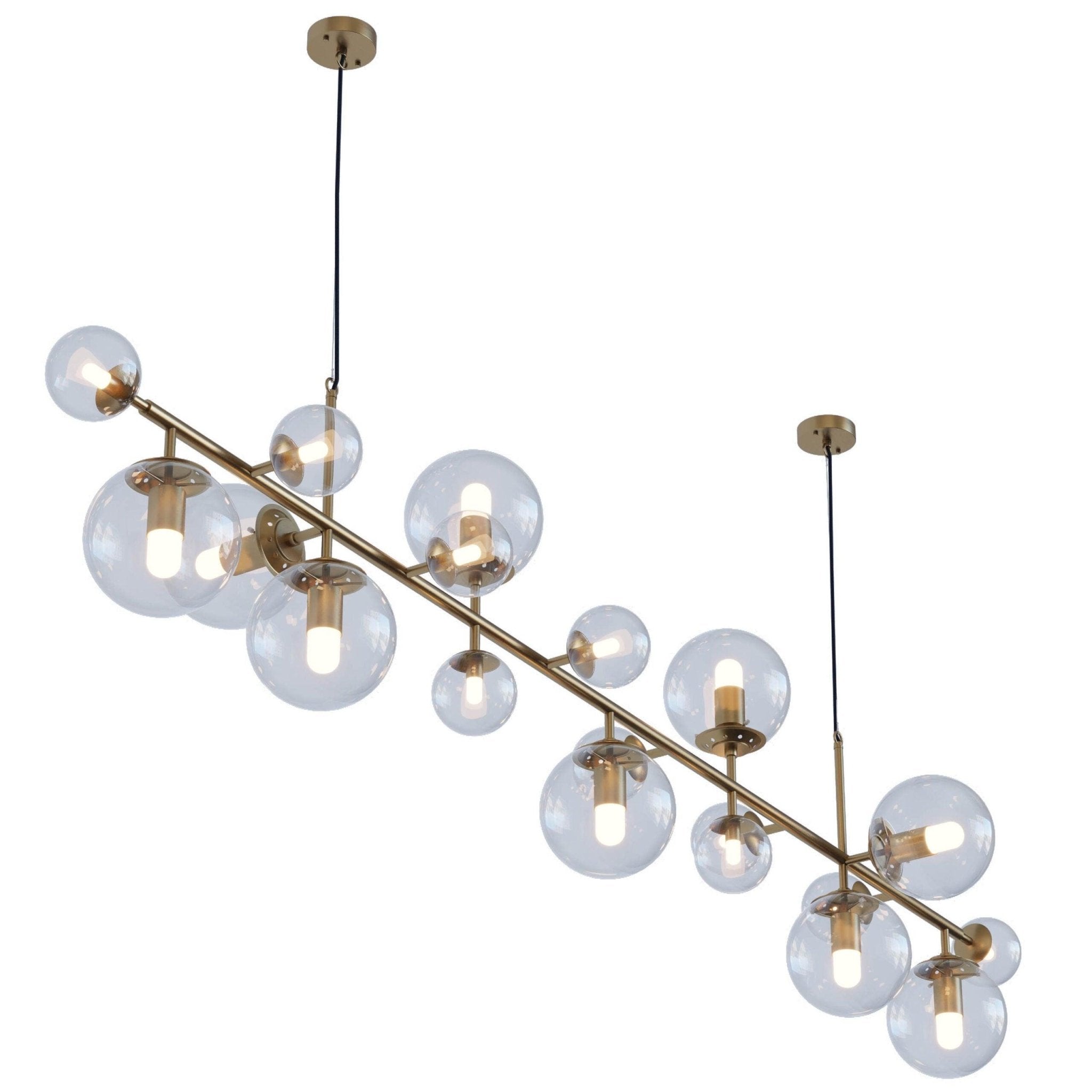 Solara Chandelier Brass Glass Globe-Neutral Decor