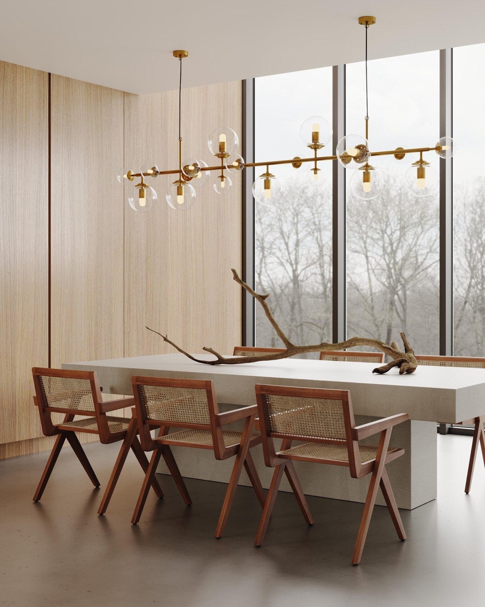 Solara Chandelier Brass Glass Globe-Neutral Decor