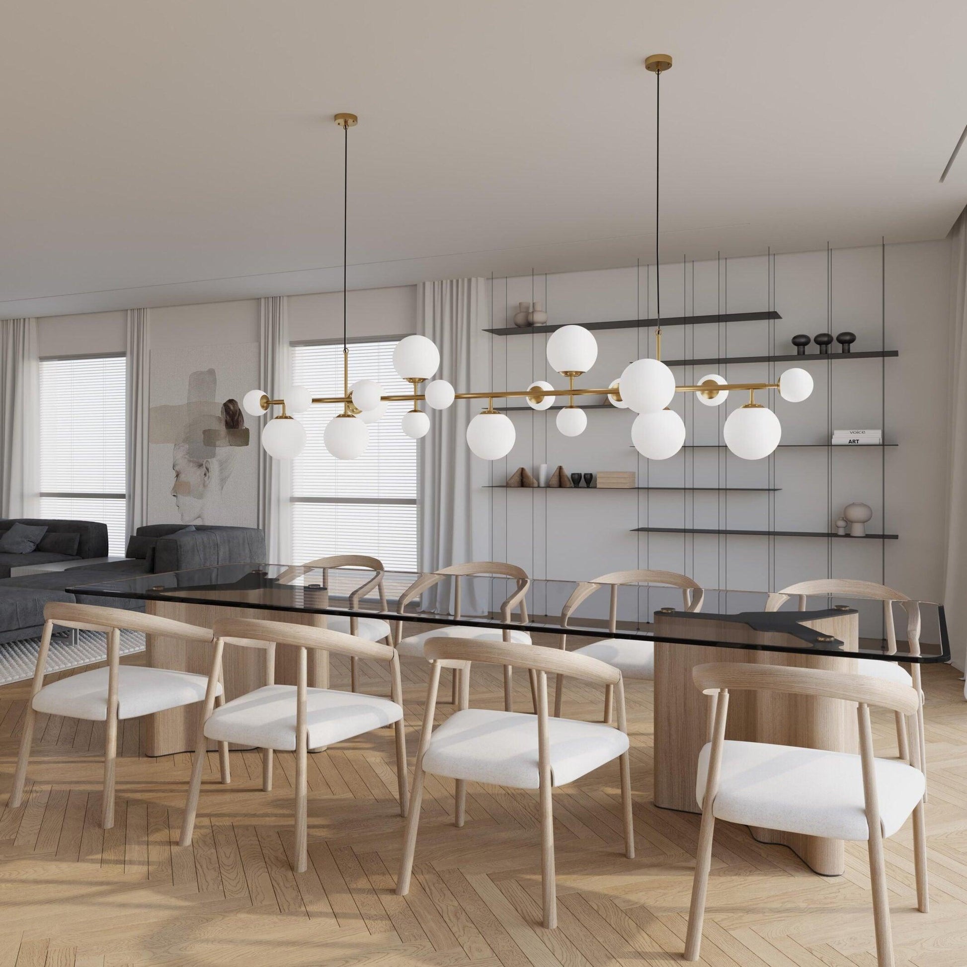 Solara Chandelier Brass Glass Globe-Neutral Decor