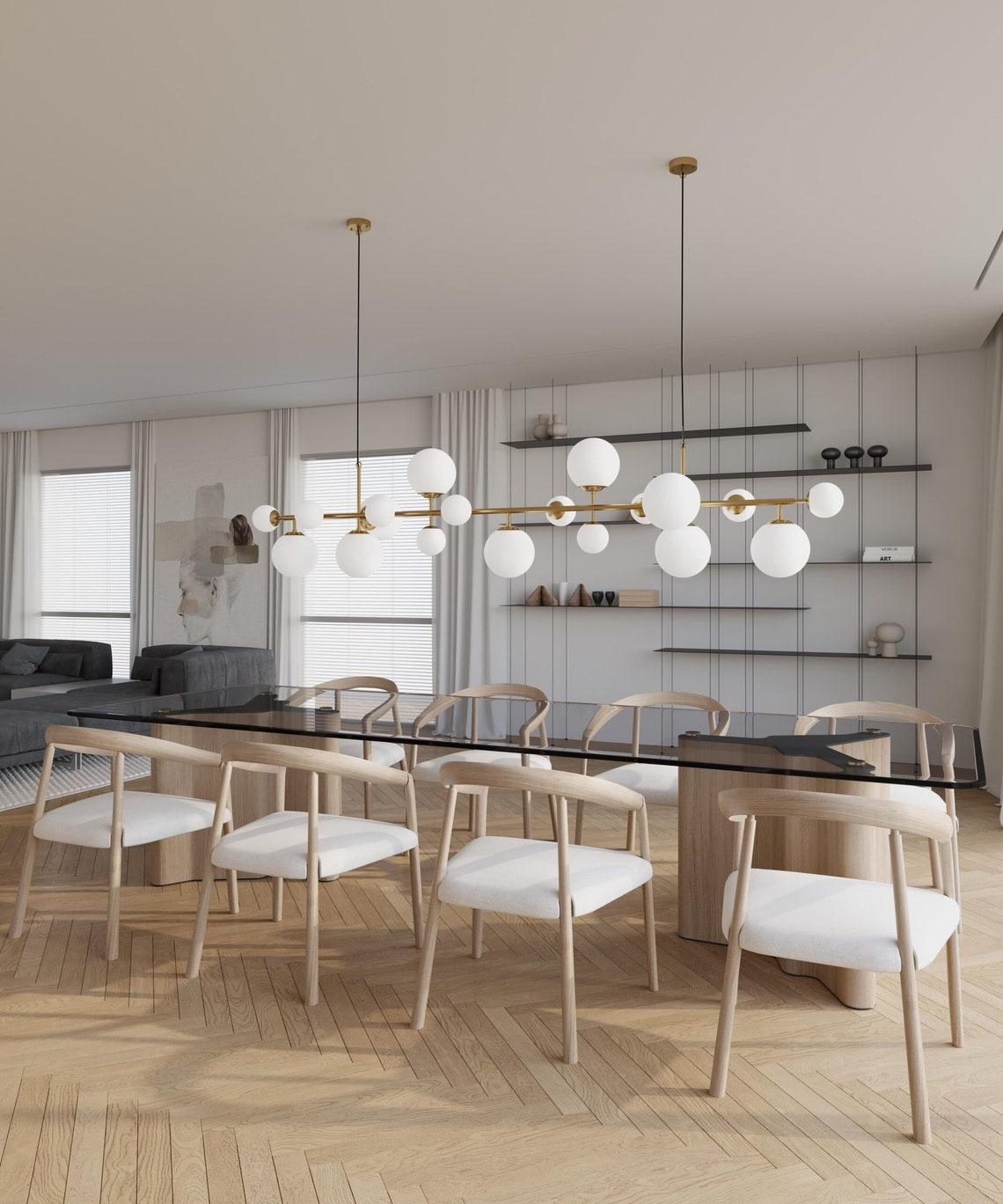 Solara Chandelier Brass Glass Globe-Neutral Decor