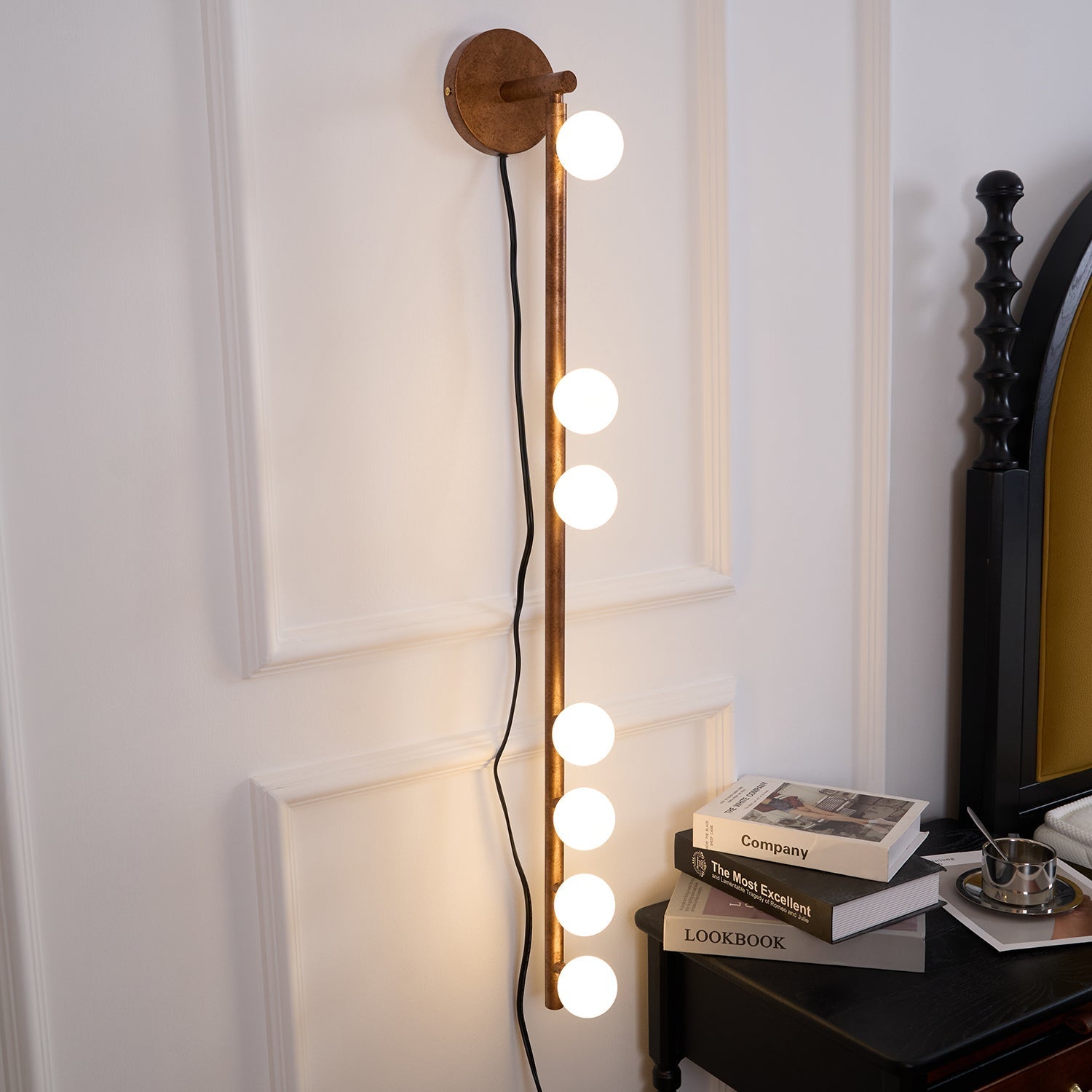 Pamela Tube Plug-in Brass Glass Wall Lamp-Neutral Decor