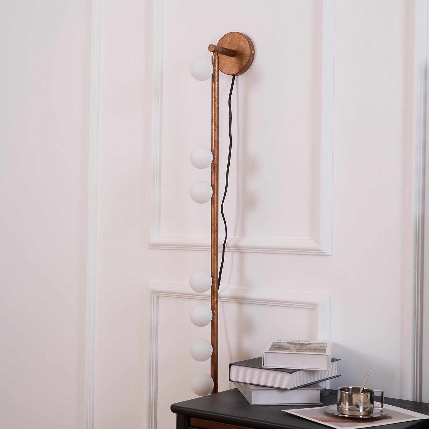 Pamela Tube Plug-in Brass Glass Wall Lamp-Neutral Decor