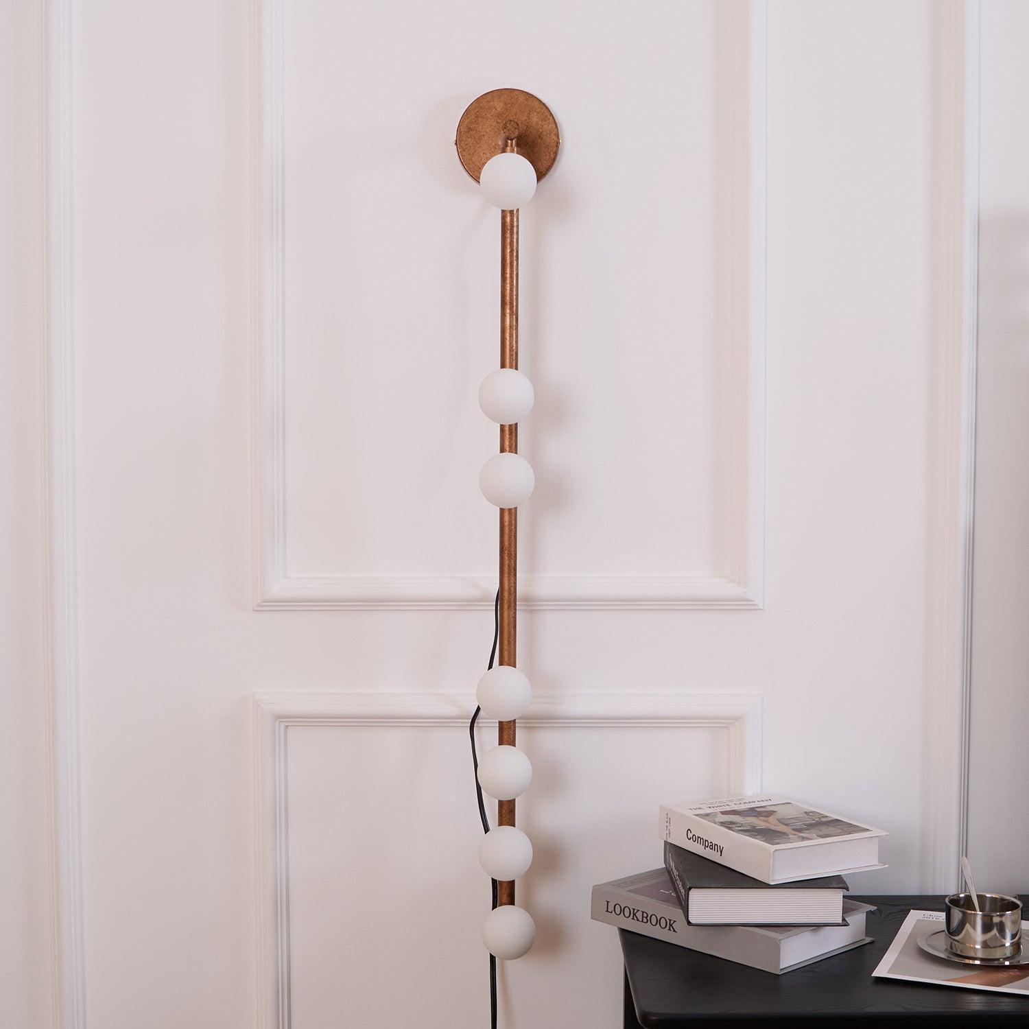 Pamela Tube Plug-in Brass Glass Wall Lamp-Neutral Decor