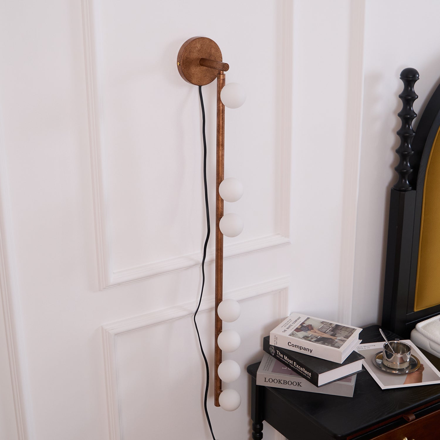 Pamela Tube Plug-in Brass Glass Wall Lamp-Neutral Decor