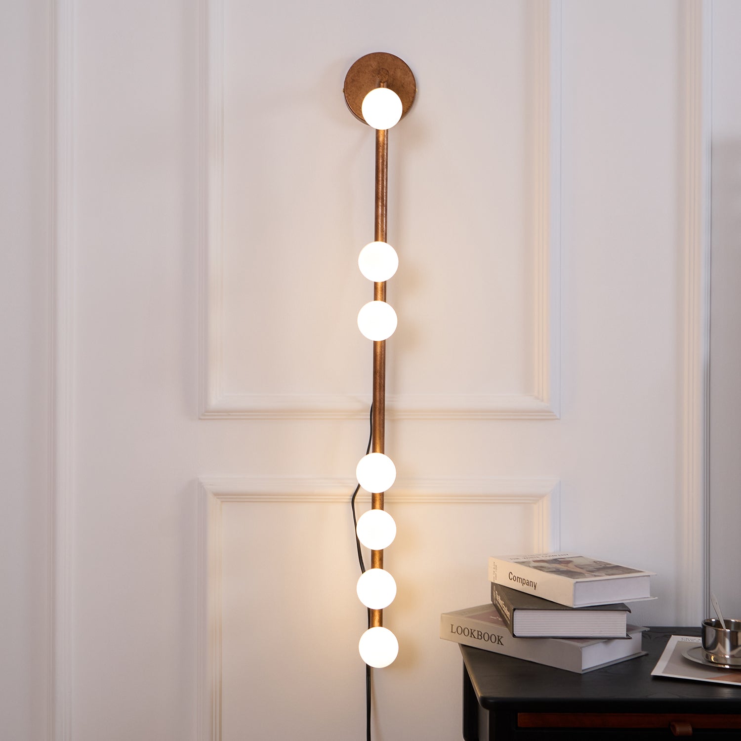 Pamela Tube Plug-in Brass Glass Wall Lamp-Neutral Decor