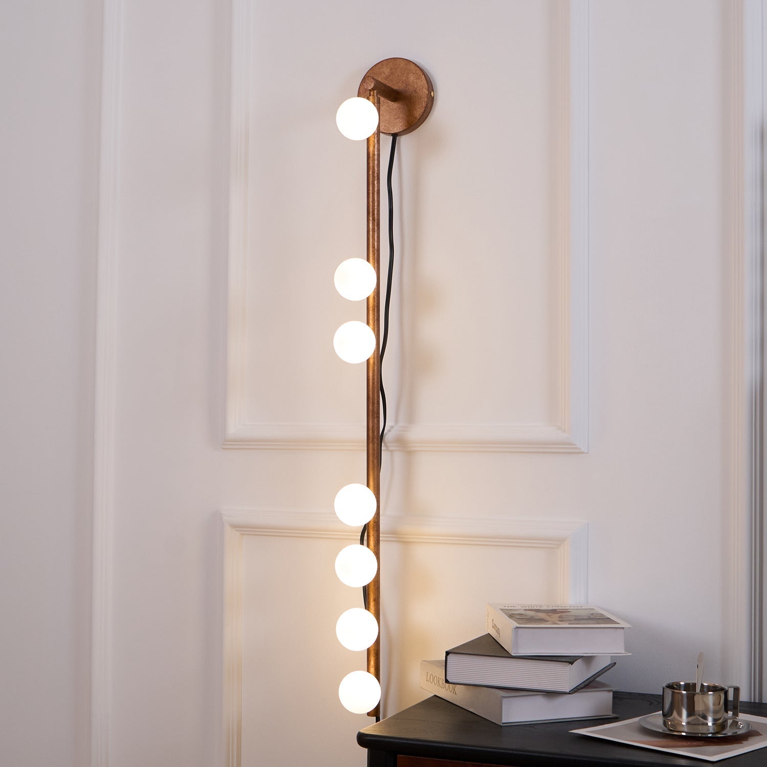Pamela Tube Plug-in Brass Glass Wall Lamp-Neutral Decor