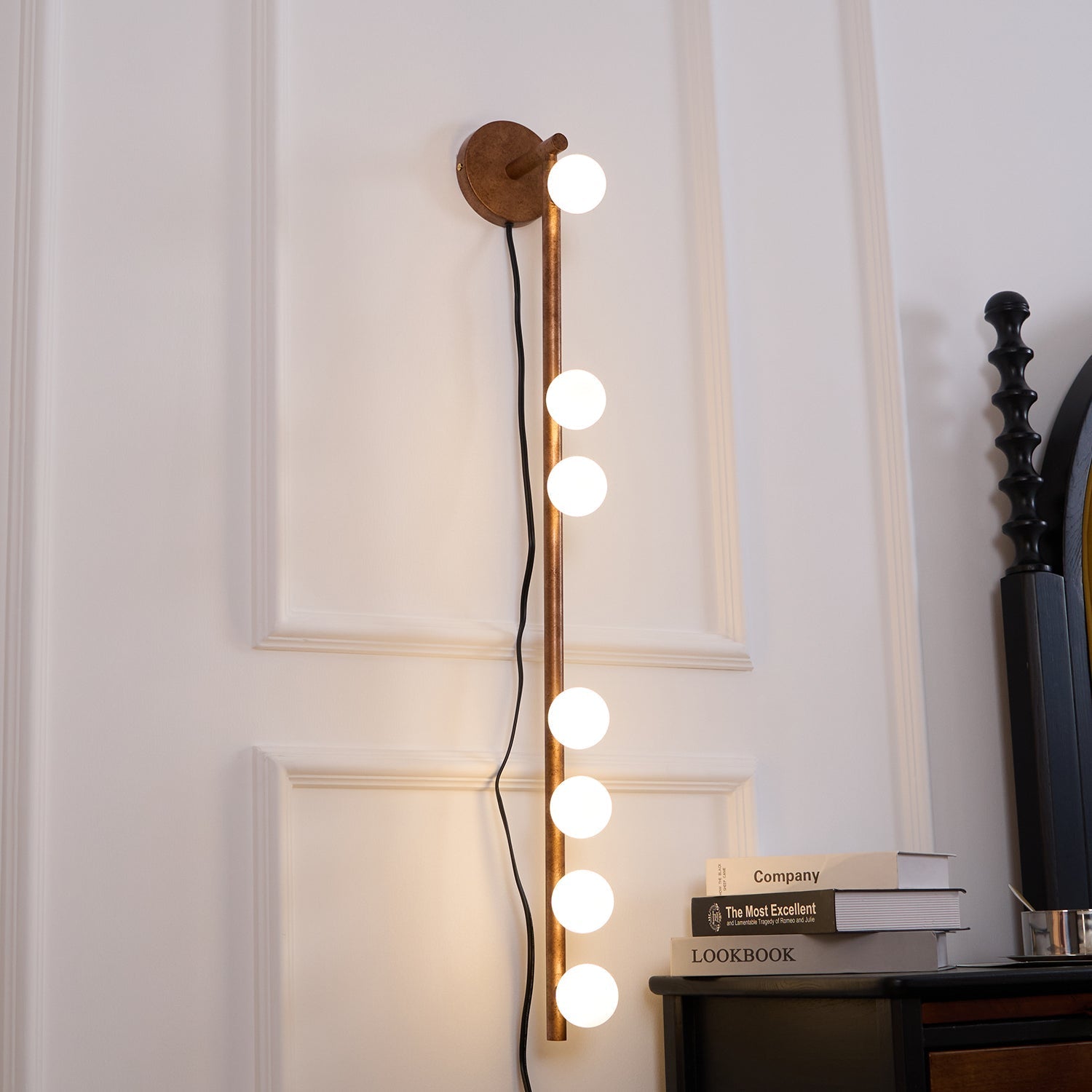 Pamela Tube Plug-in Brass Glass Wall Lamp-Neutral Decor