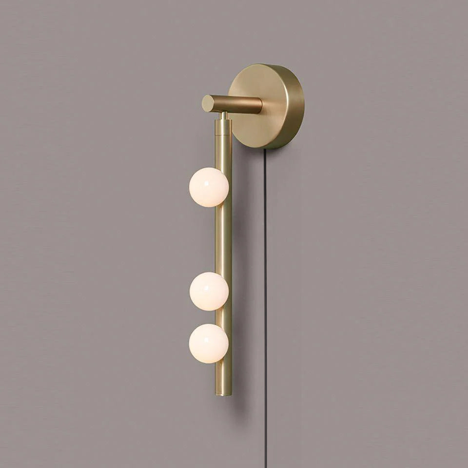 Pamela Tube Plug-in Brass Glass Wall Lamp-Neutral Decor