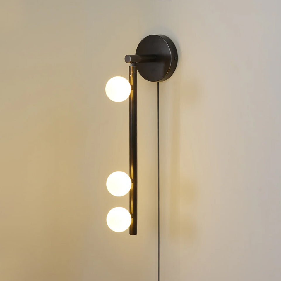 Pamela Tube Plug-in Brass Glass Wall Lamp-Neutral Decor