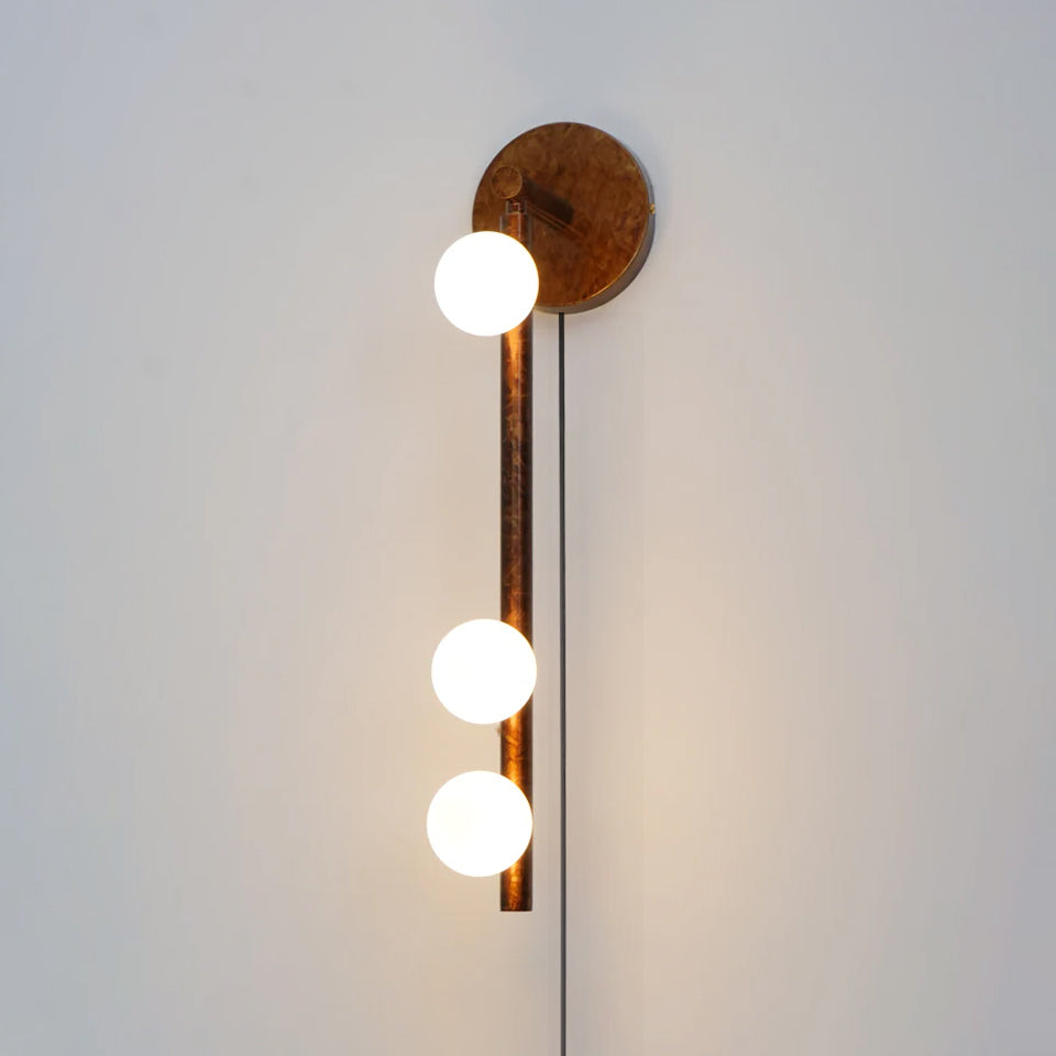 Pamela Tube Plug-in Brass Glass Wall Lamp-Neutral Decor