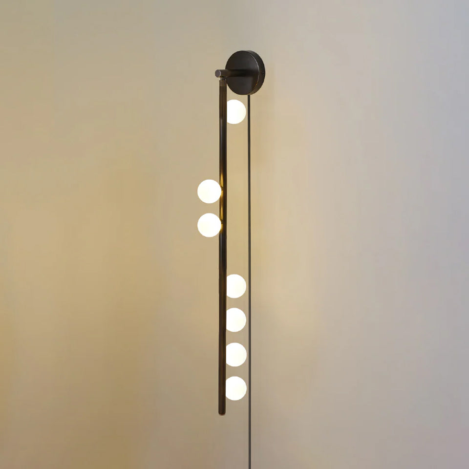 Pamela Tube Plug-in Brass Glass Wall Lamp-Neutral Decor