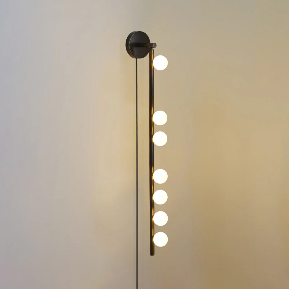 Pamela Tube Plug-in Brass Glass Wall Lamp-Neutral Decor