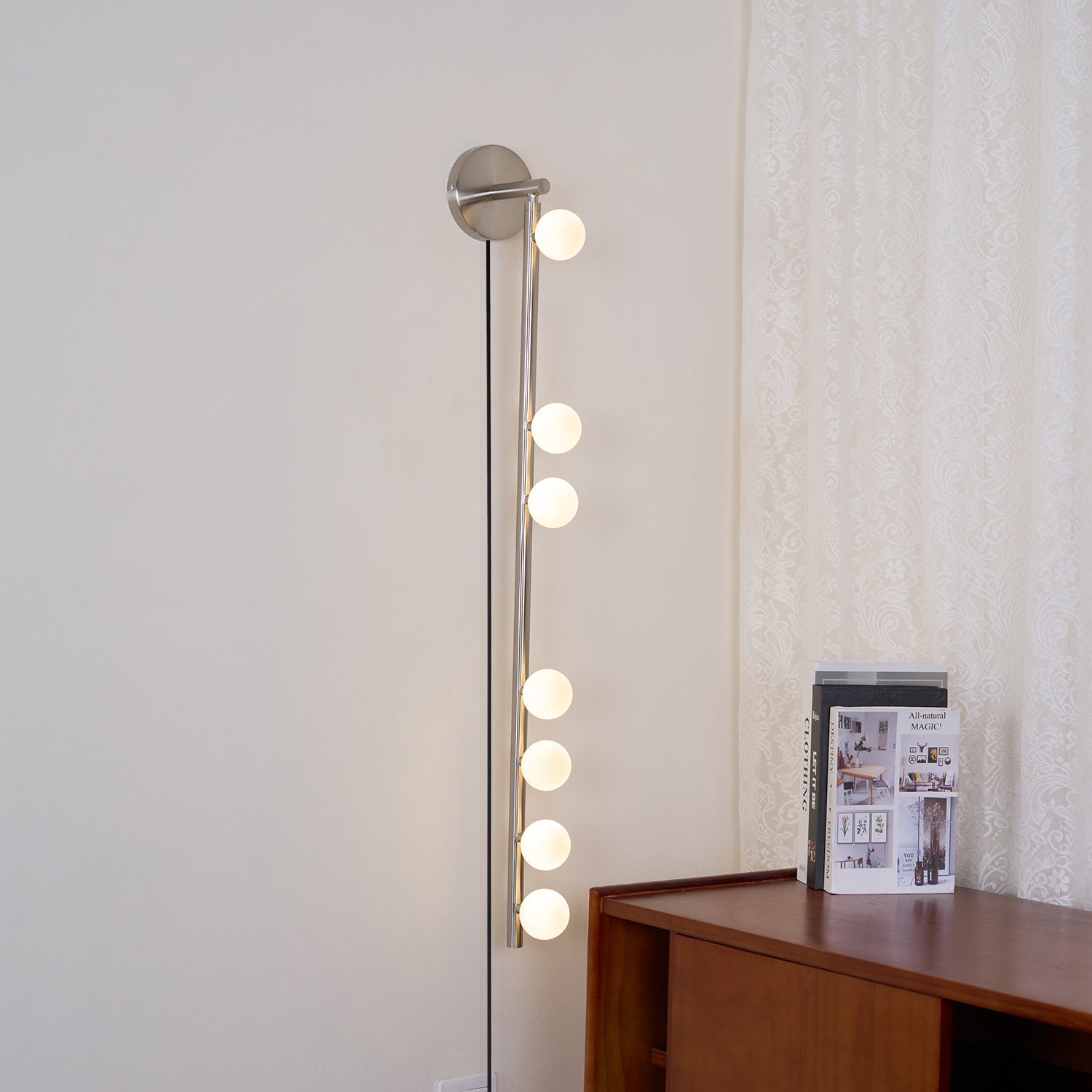 Pamela Tube Plug-in Brass Glass Wall Lamp-Neutral Decor