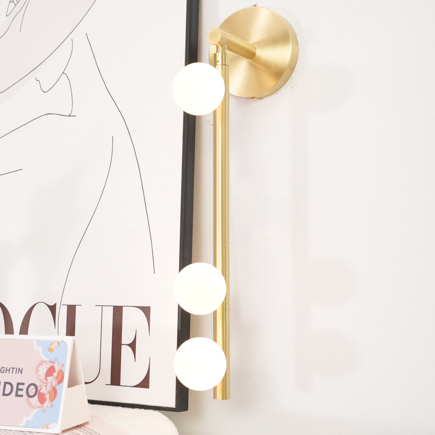 Pamela Tube Plug-in Brass Glass Wall Lamp-Neutral Decor