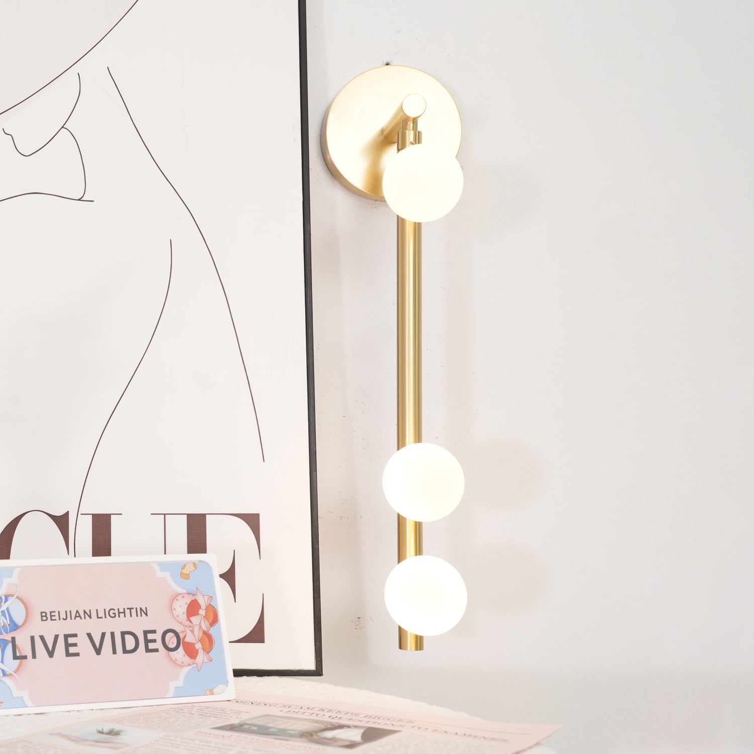 Pamela Tube Plug-in Brass Glass Wall Lamp-Neutral Decor
