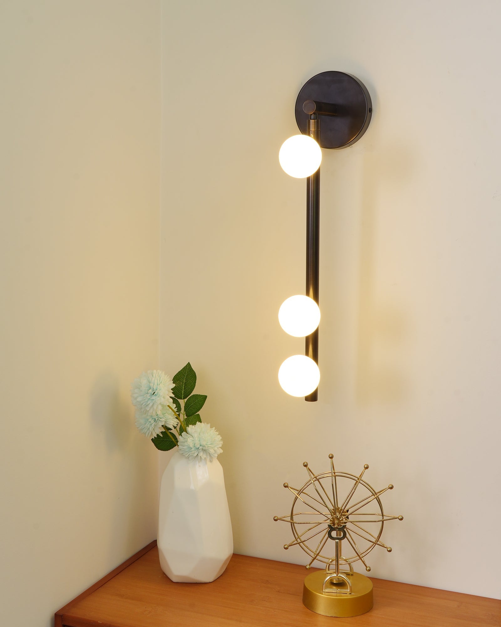 Pamela Tube Plug-in Brass Glass Wall Lamp-Neutral Decor