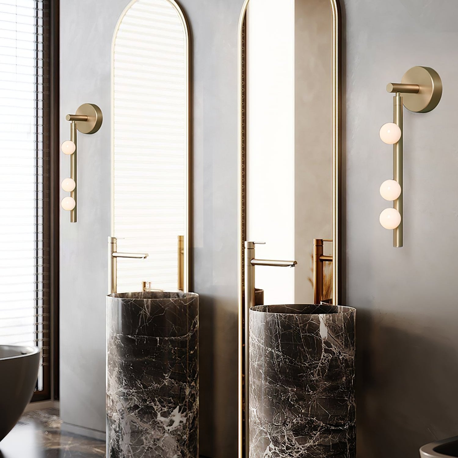 Pamela Tube Plug-in Brass Glass Wall Lamp-Neutral Decor
