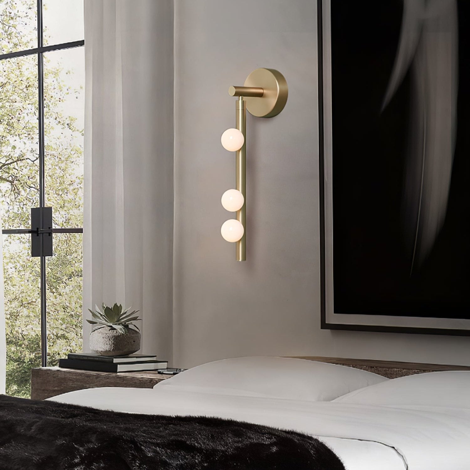 Rory Modern Minimalist Tube Brass Glass Wall Lamp-Neutral Decor
